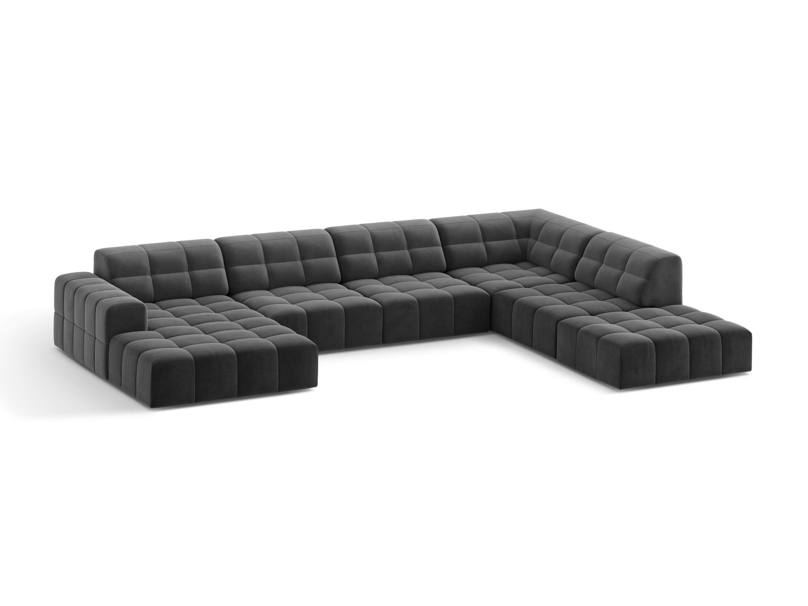 Velvet Panoramic Right Corner Sofa, "Jennifer", 7 Seats, 375x263x78