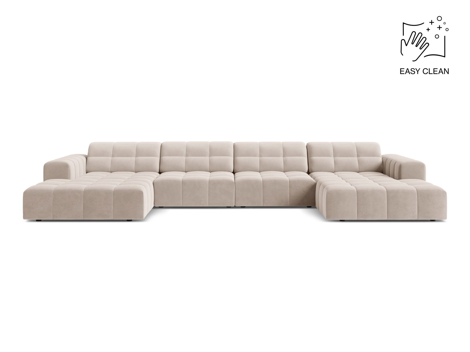 Velvet Panoramic Sofa, "Jennifer", 6 Seats, 375x167x78