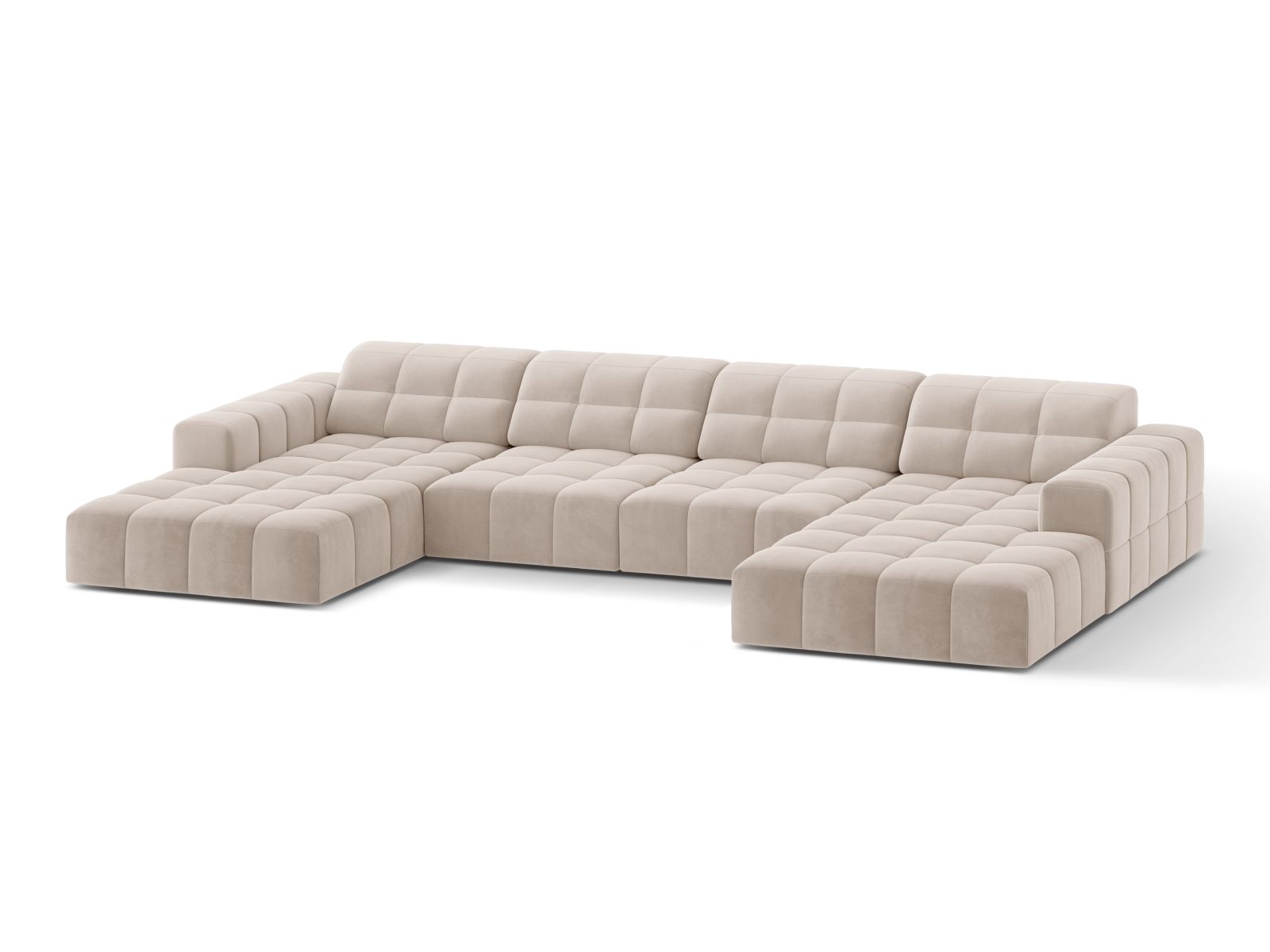 Velvet Panoramic Sofa, "Jennifer", 6 Seats, 375x167x78