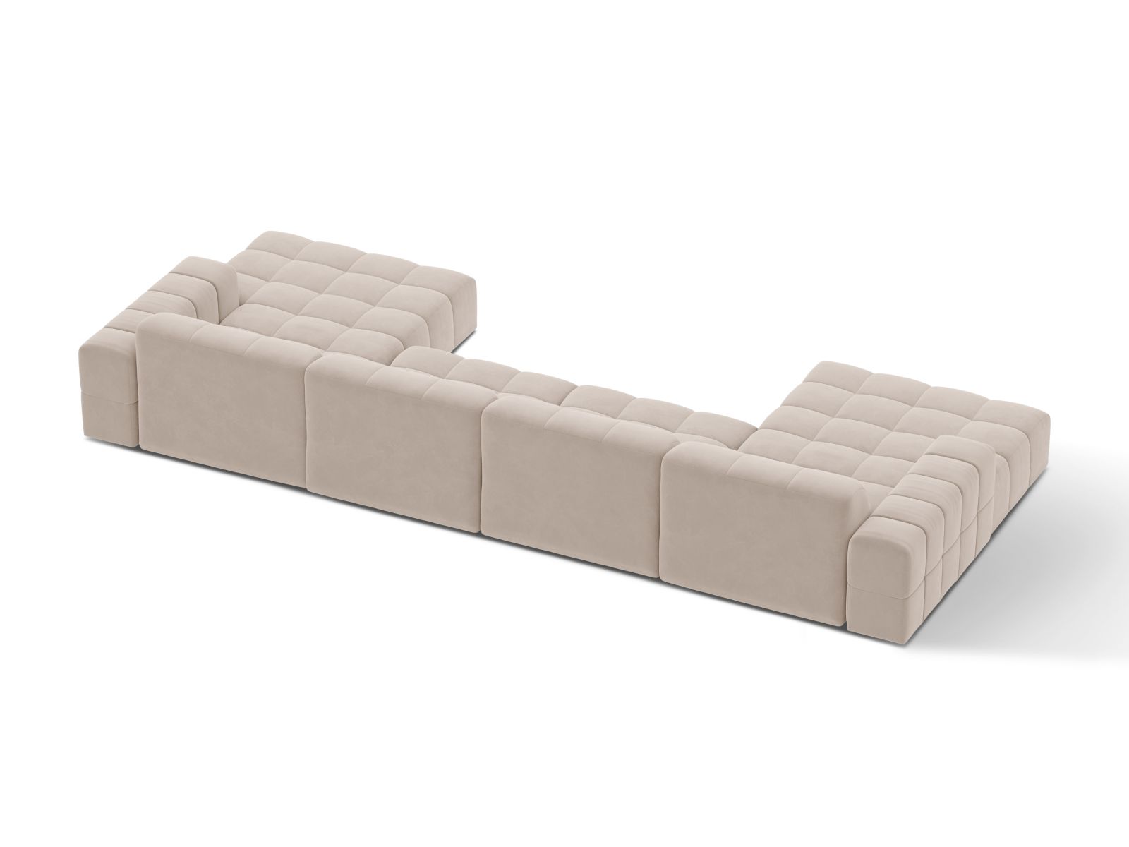 Velvet Panoramic Sofa, "Jennifer", 6 Seats, 375x167x78