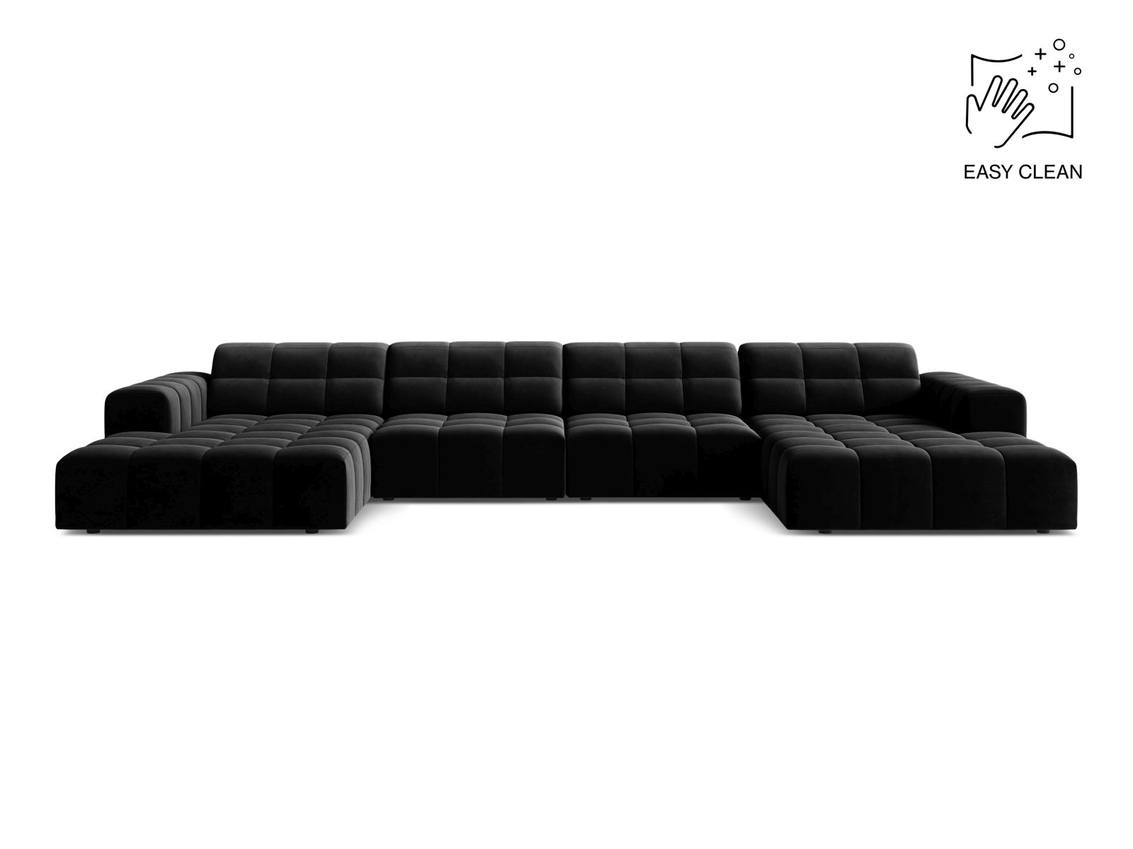 Velvet Panoramic Sofa, "Jennifer", 6 Seats, 375x167x78
