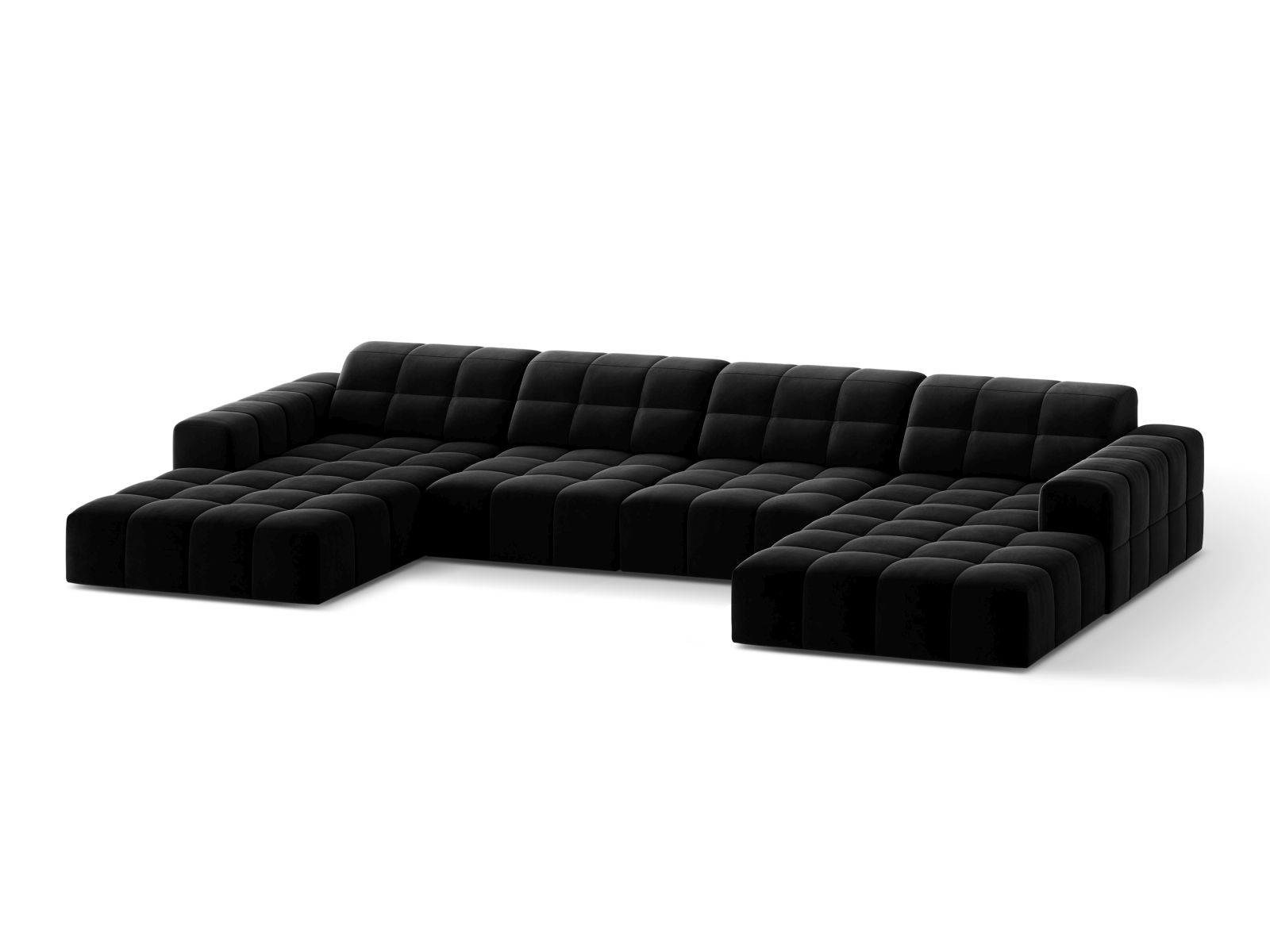 Velvet Panoramic Sofa, "Jennifer", 6 Seats, 375x167x78