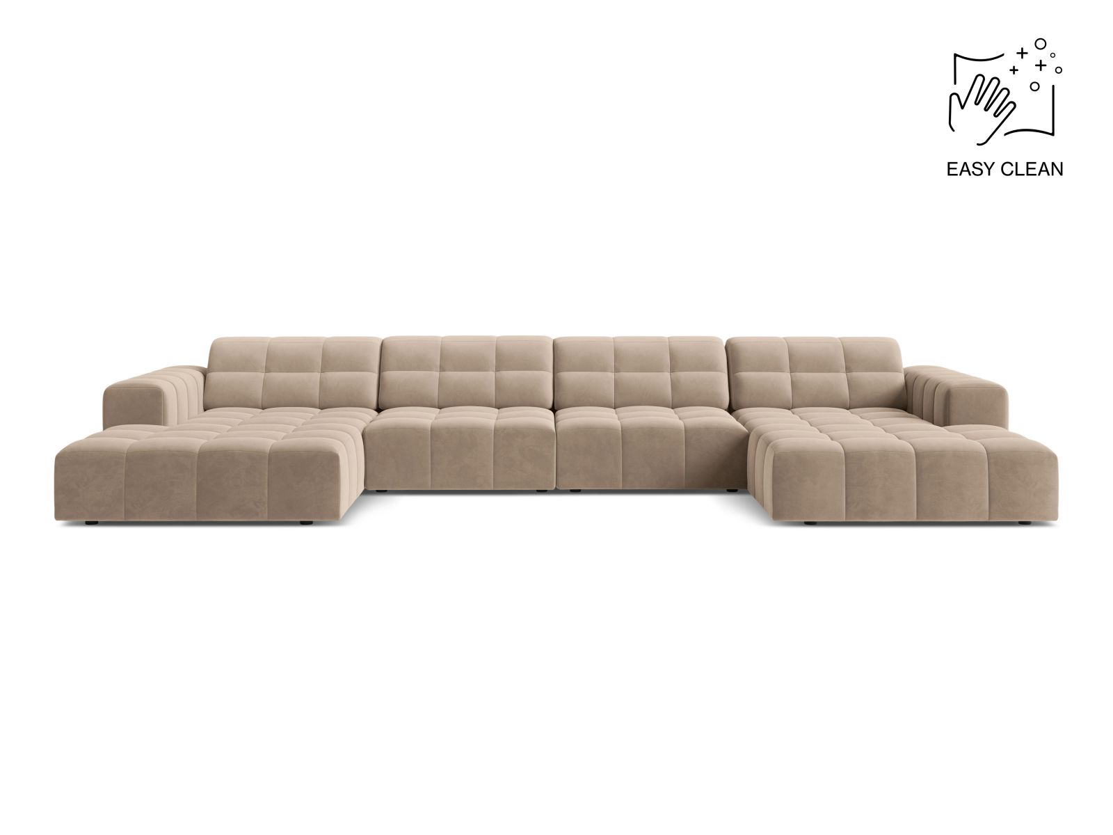 Velvet Panoramic Sofa, "Jennifer", 6 Seats, 375x167x78
