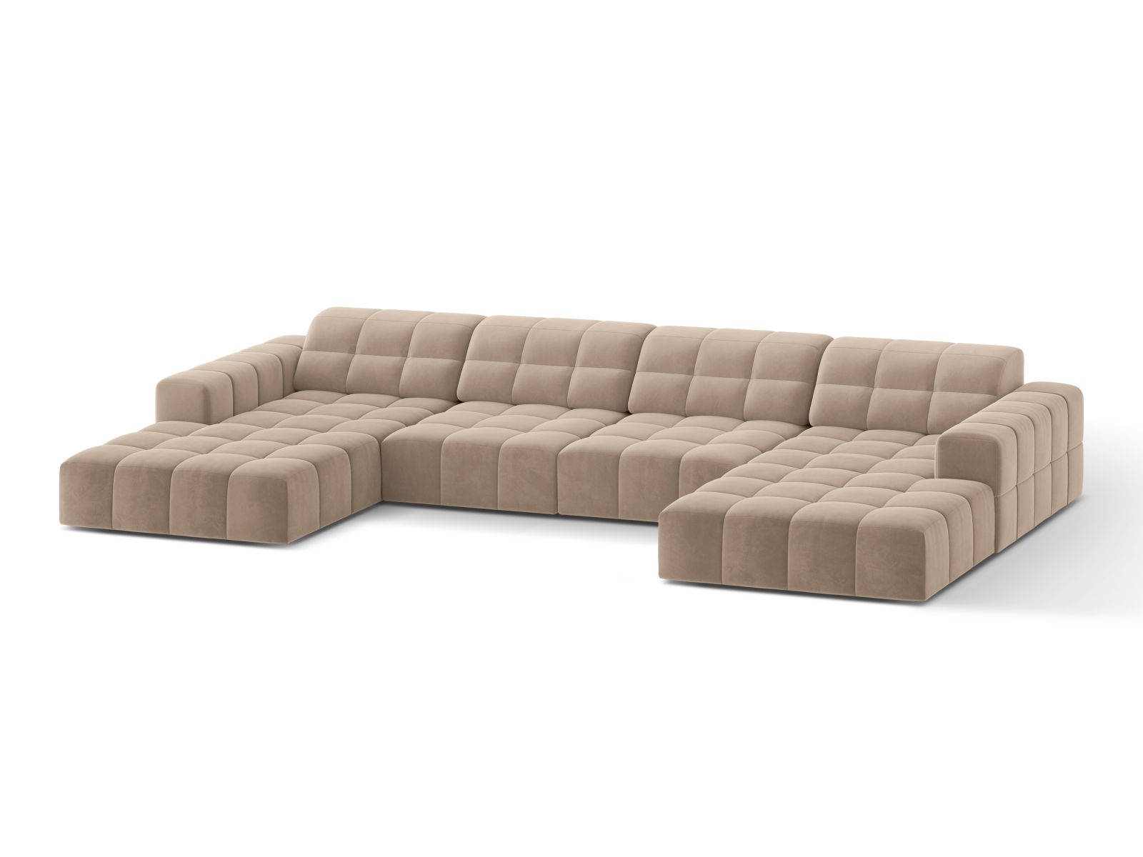 Velvet Panoramic Sofa, "Jennifer", 6 Seats, 375x167x78