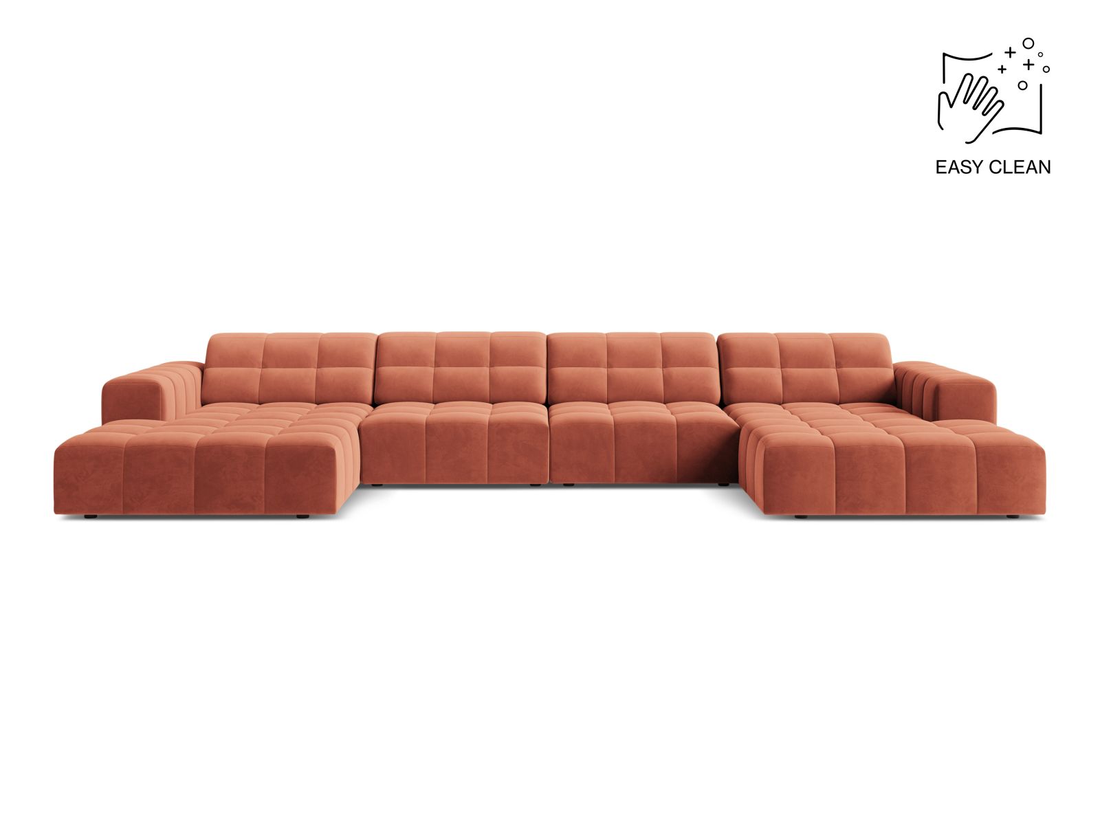 Velvet Panoramic Sofa, "Jennifer", 6 Seats, 375x167x78