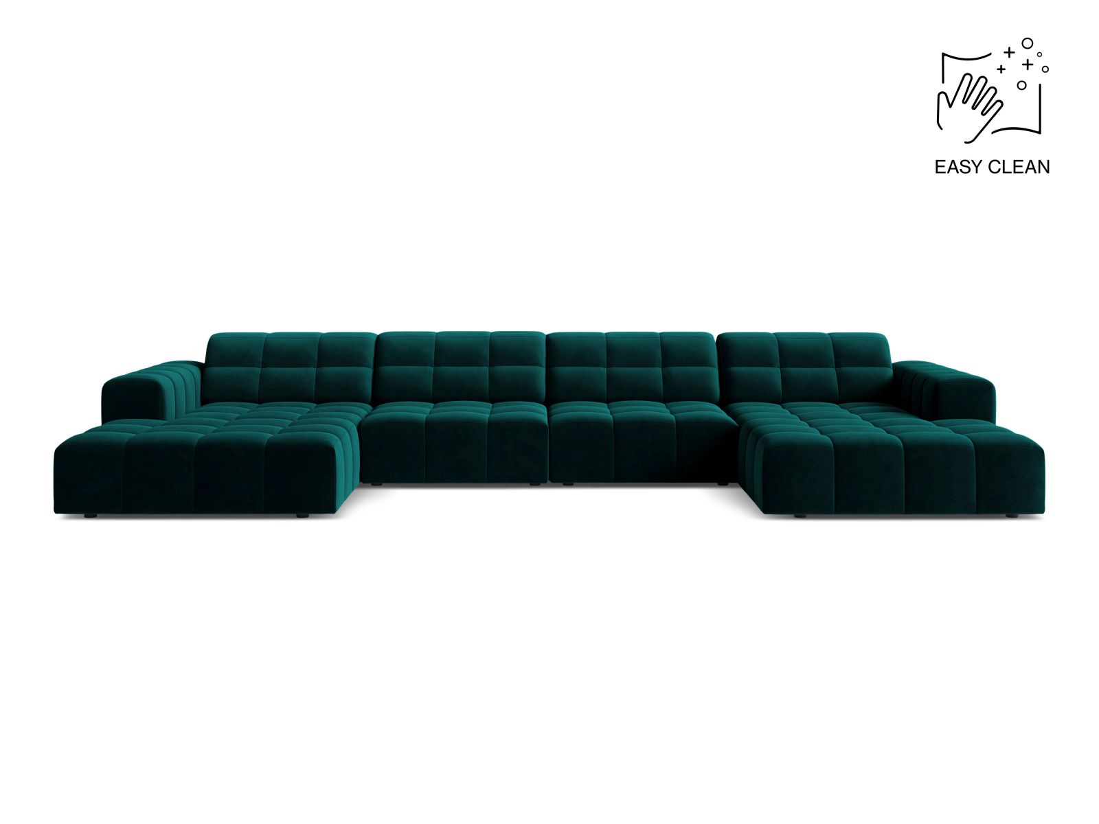 Velvet Panoramic Sofa, "Jennifer", 6 Seats, 375x167x78