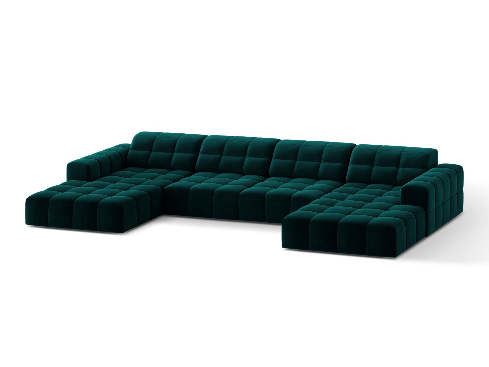 Velvet Panoramic Sofa, "Jennifer", 6 Seats, 375x167x78