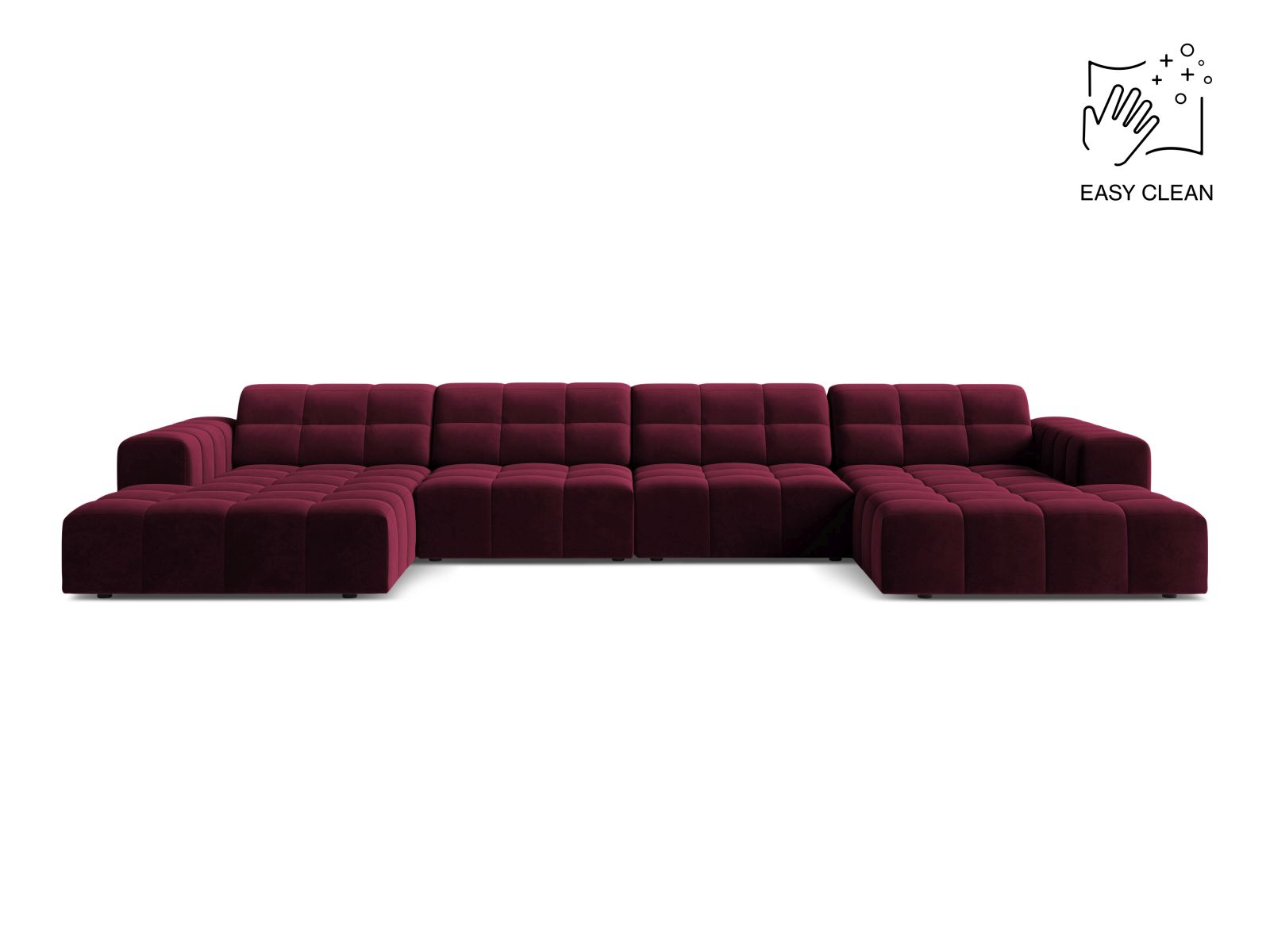 Velvet Panoramic Sofa, "Jennifer", 6 Seats, 375x167x78