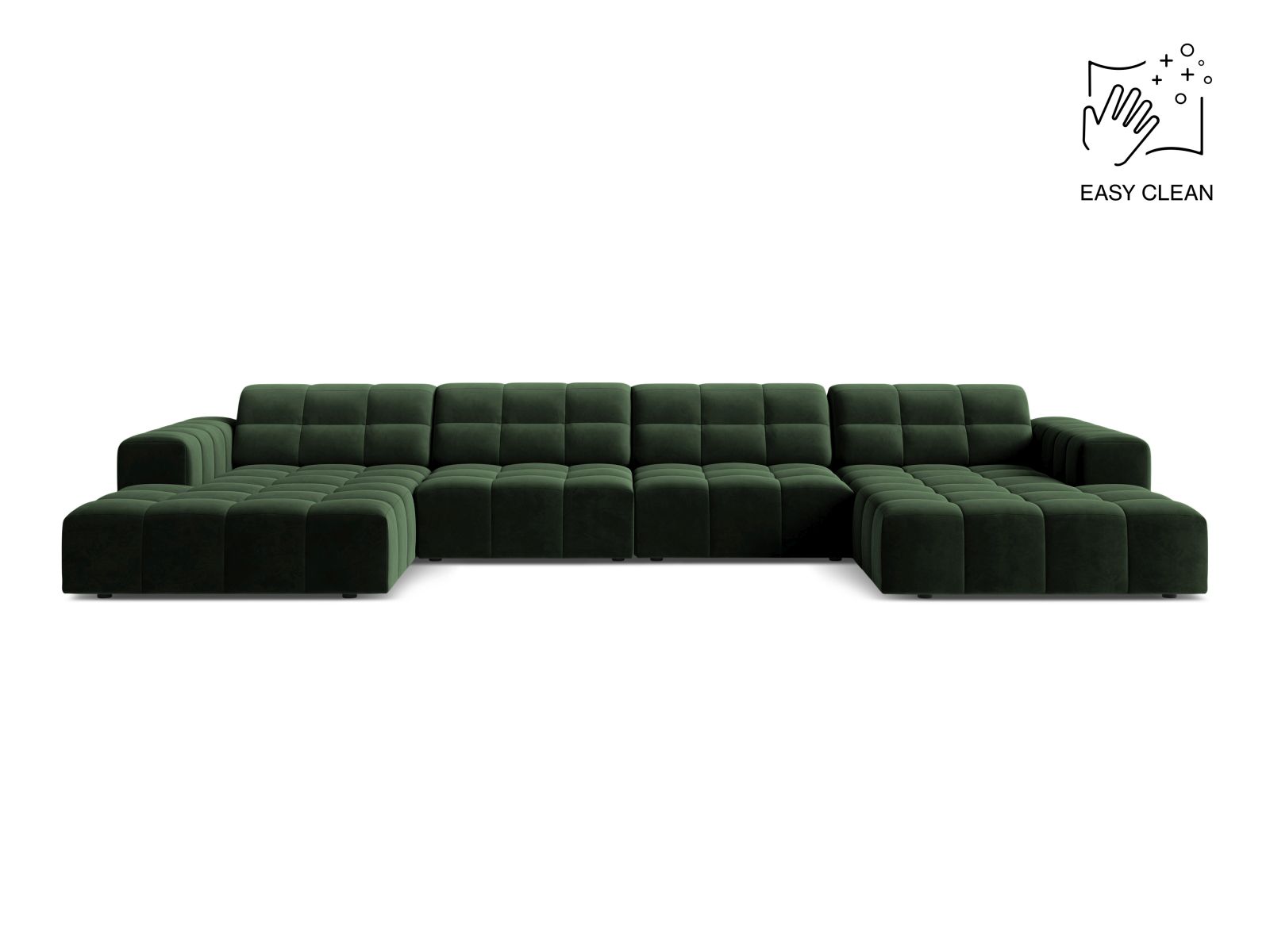 Velvet Panoramic Sofa, "Jennifer", 6 Seats, 375x167x78
