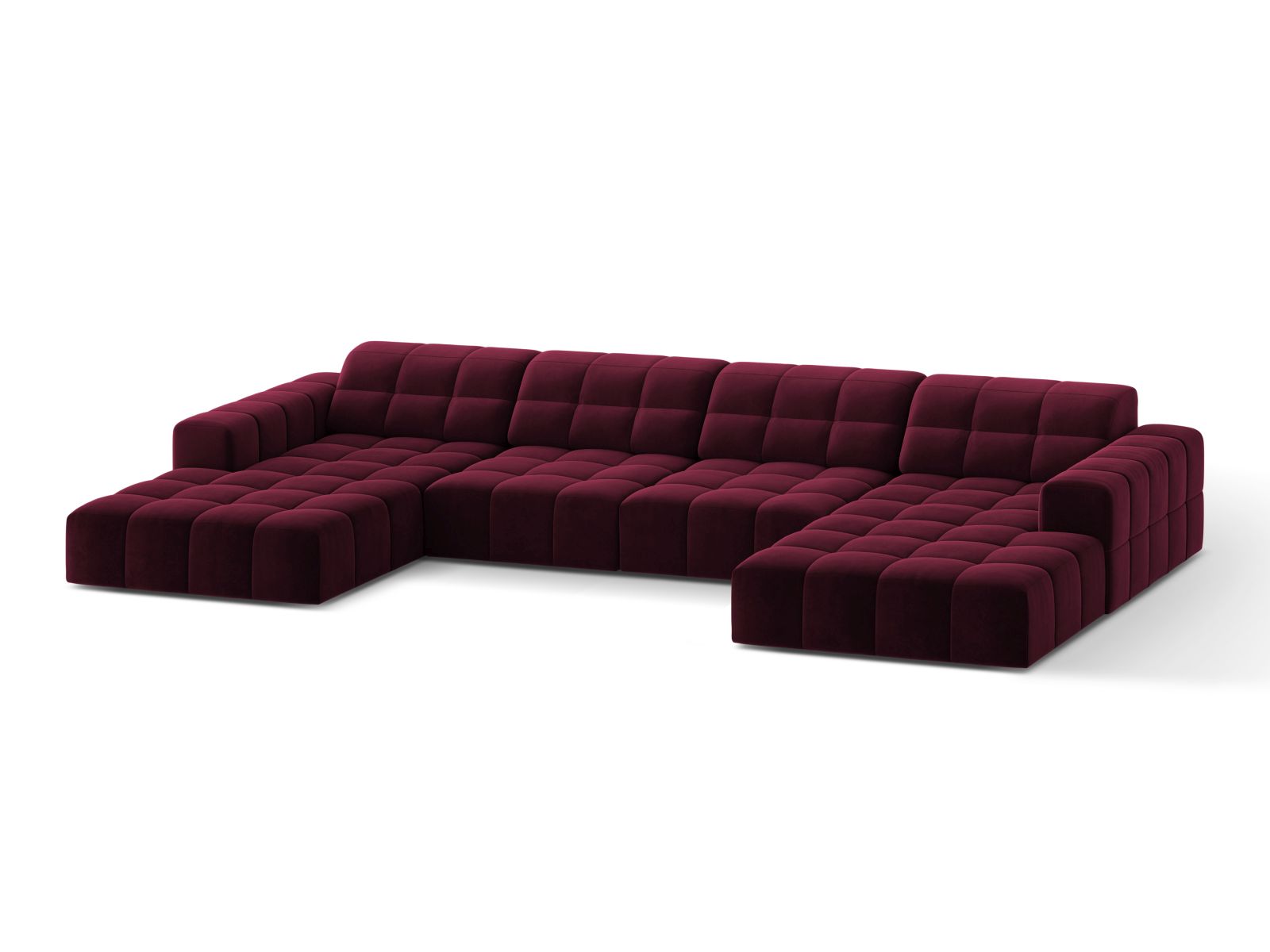 Velvet Panoramic Sofa, "Jennifer", 6 Seats, 375x167x78