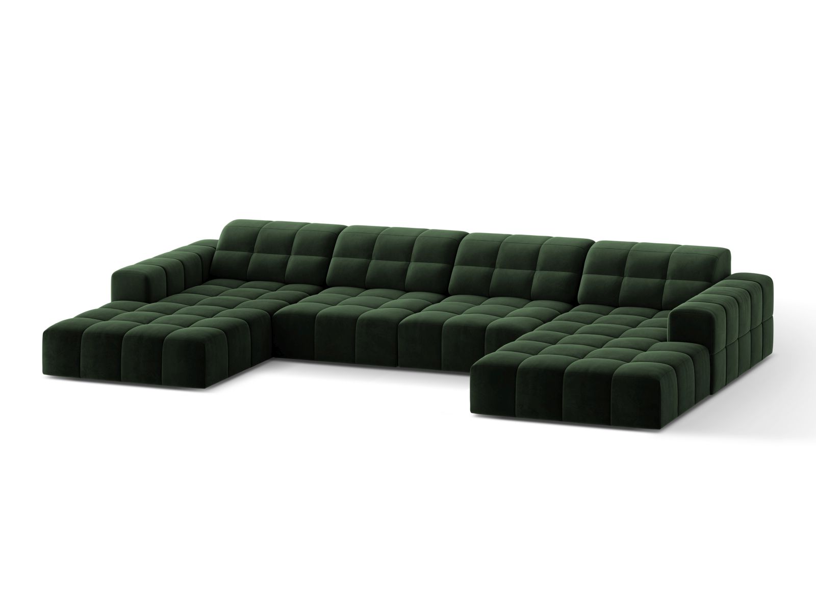 Velvet Panoramic Sofa, "Jennifer", 6 Seats, 375x167x78