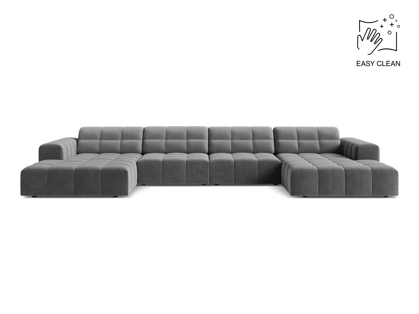 Velvet Panoramic Sofa, "Jennifer", 6 Seats, 375x167x78