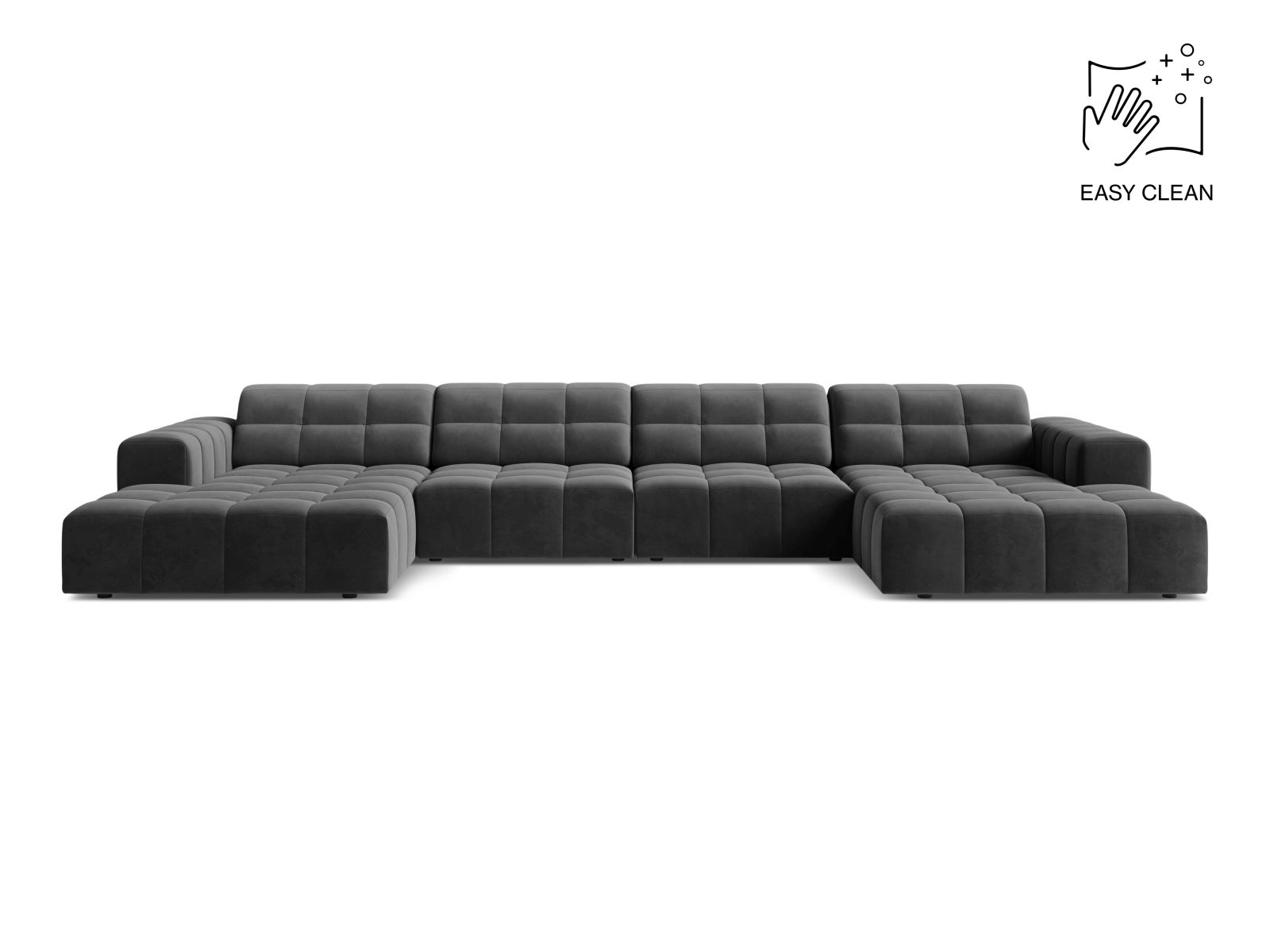 Velvet Panoramic Sofa, "Jennifer", 6 Seats, 375x167x78