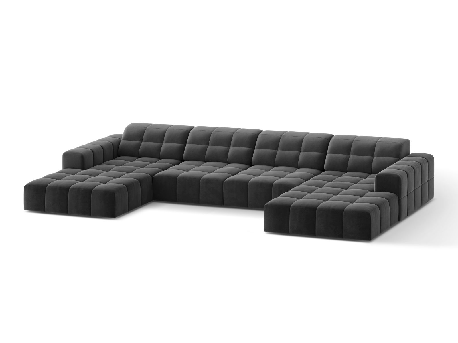 Velvet Panoramic Sofa, "Jennifer", 6 Seats, 375x167x78