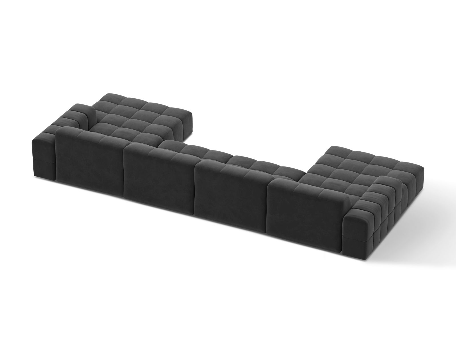 Velvet Panoramic Sofa, "Jennifer", 6 Seats, 375x167x78