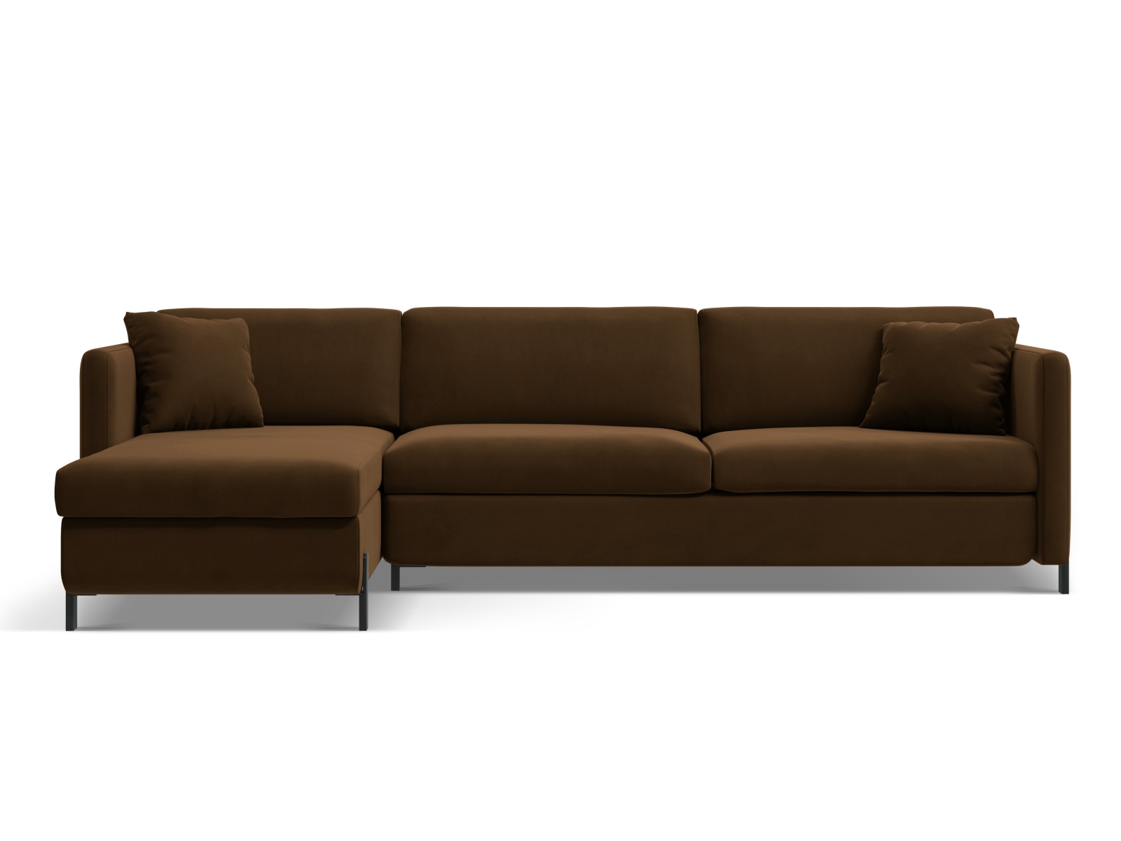 Velvet Left Corner Sofa With Bed Function, "Gloria", 5 Seats, 286x170x88
