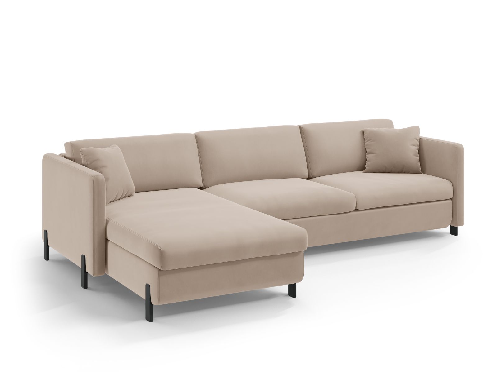 Velvet Left Corner Sofa With Bed Function, "Gloria", 5 Seats, 286x170x88