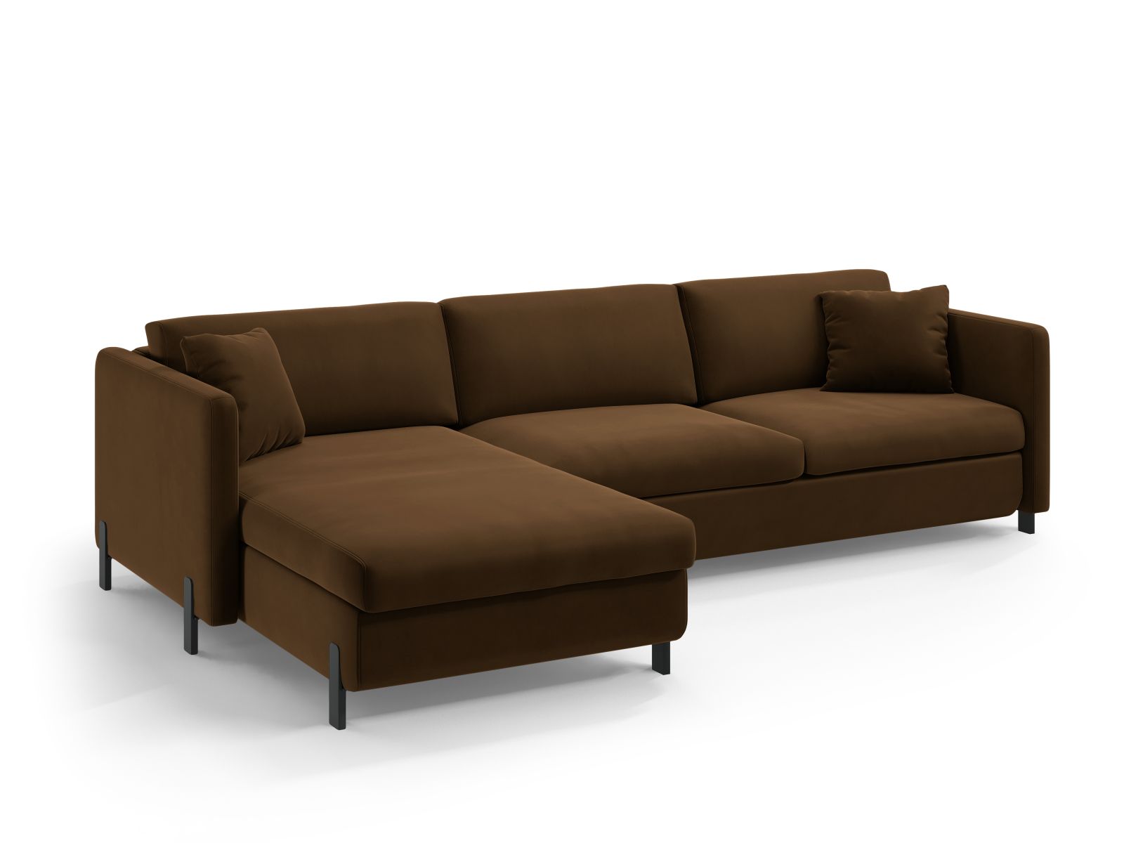 Velvet Left Corner Sofa With Bed Function, "Gloria", 5 Seats, 286x170x88