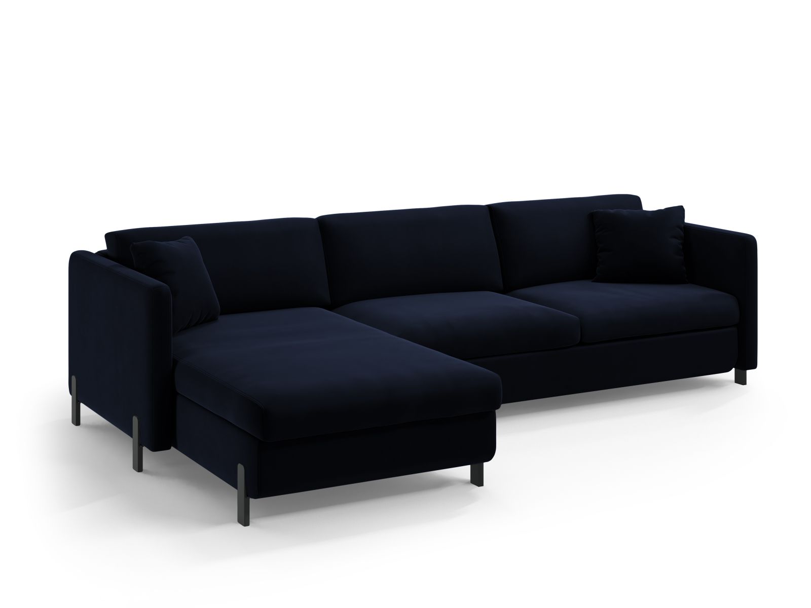 Velvet Left Corner Sofa With Bed Function, "Gloria", 5 Seats, 286x170x88