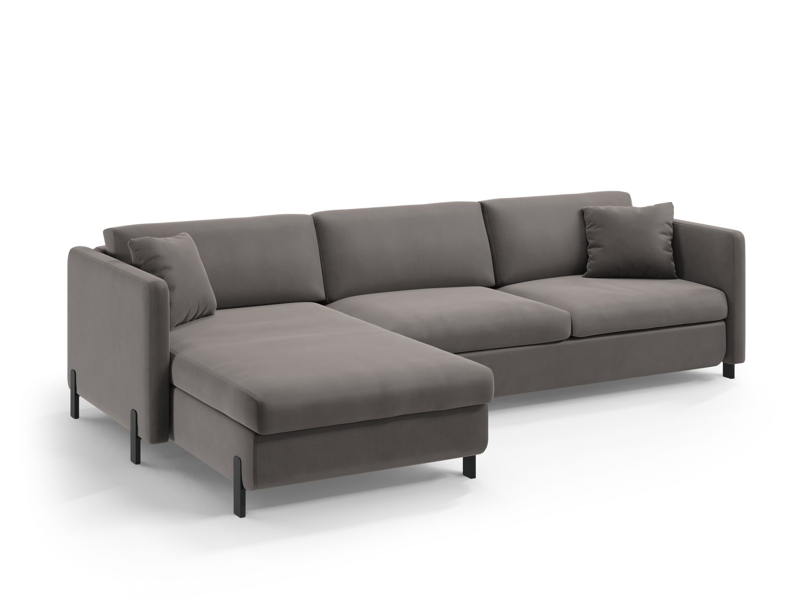 Velvet Left Corner Sofa With Bed Function, "Gloria", 5 Seats, 286x170x88