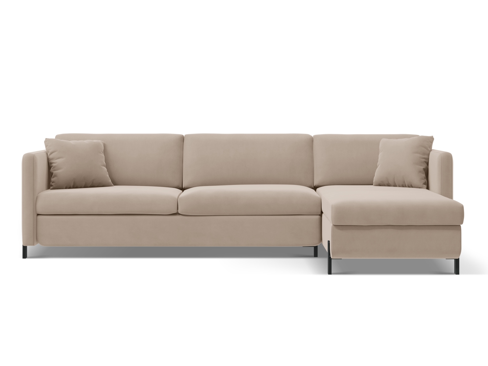 Velvet Right Corner Sofa With Bed Function, "Gloria", 5 Seats, 286x170x88