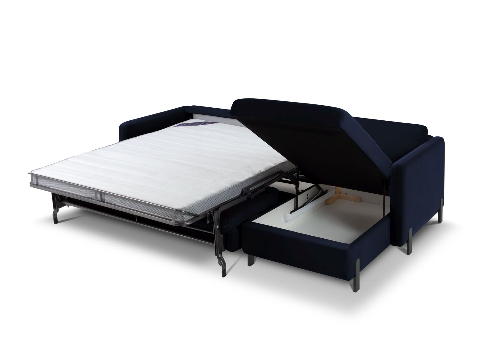 Velvet Right Corner Sofa With Bed Function, "Gloria", 5 Seats, 286x170x88