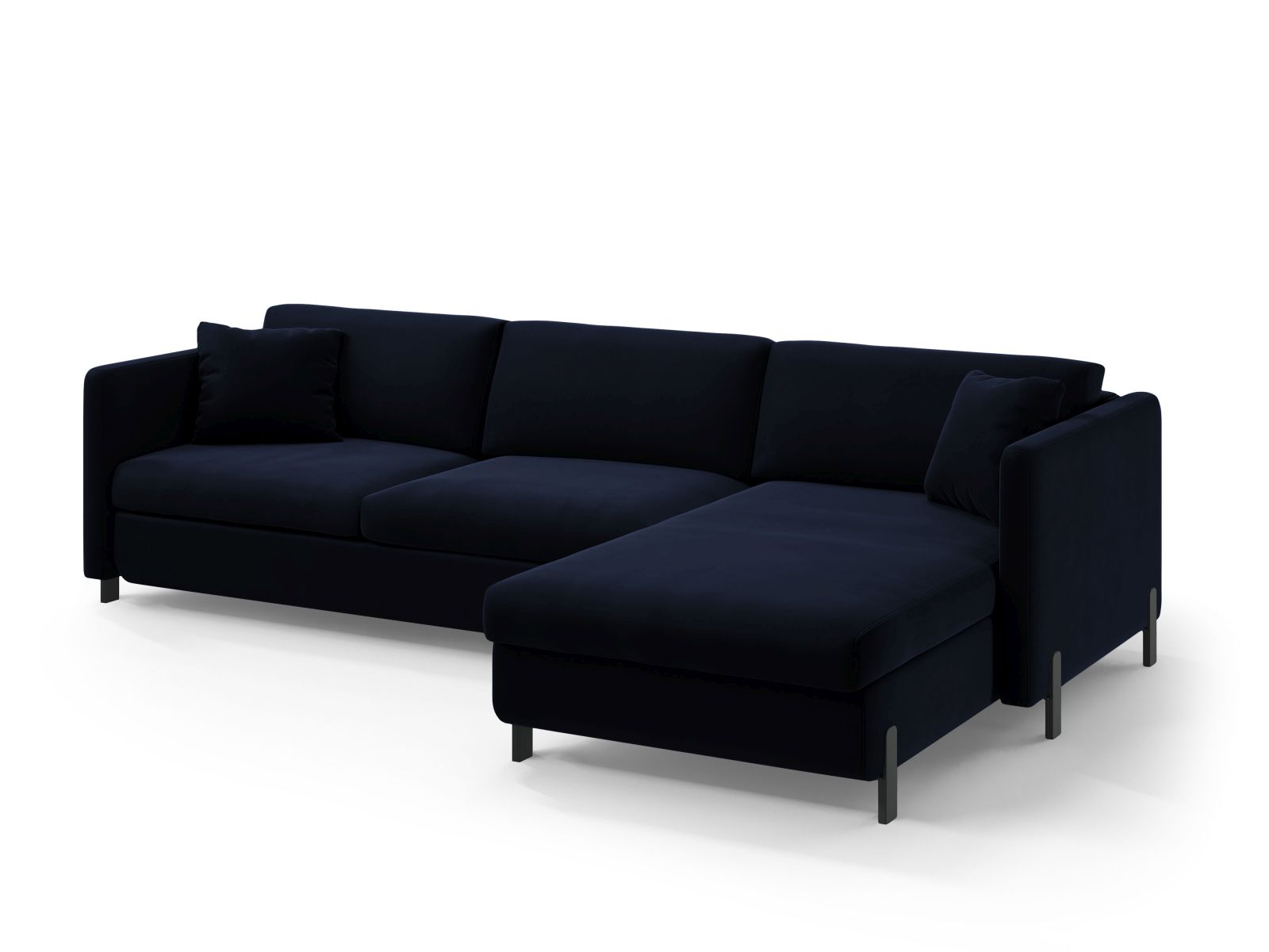 Velvet Right Corner Sofa With Bed Function, "Gloria", 5 Seats, 286x170x88