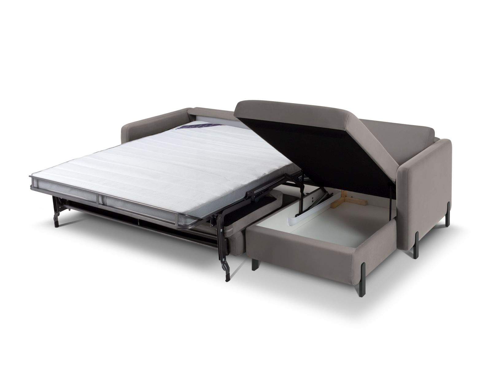 Velvet Right Corner Sofa With Bed Function, "Gloria", 5 Seats, 286x170x88
