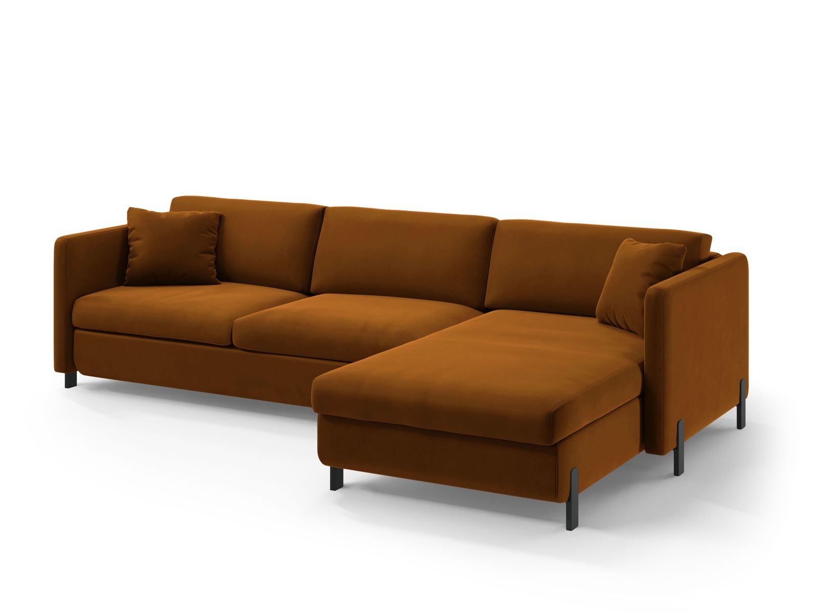 Velvet Right Corner Sofa With Bed Function, "Gloria", 5 Seats, 286x170x88