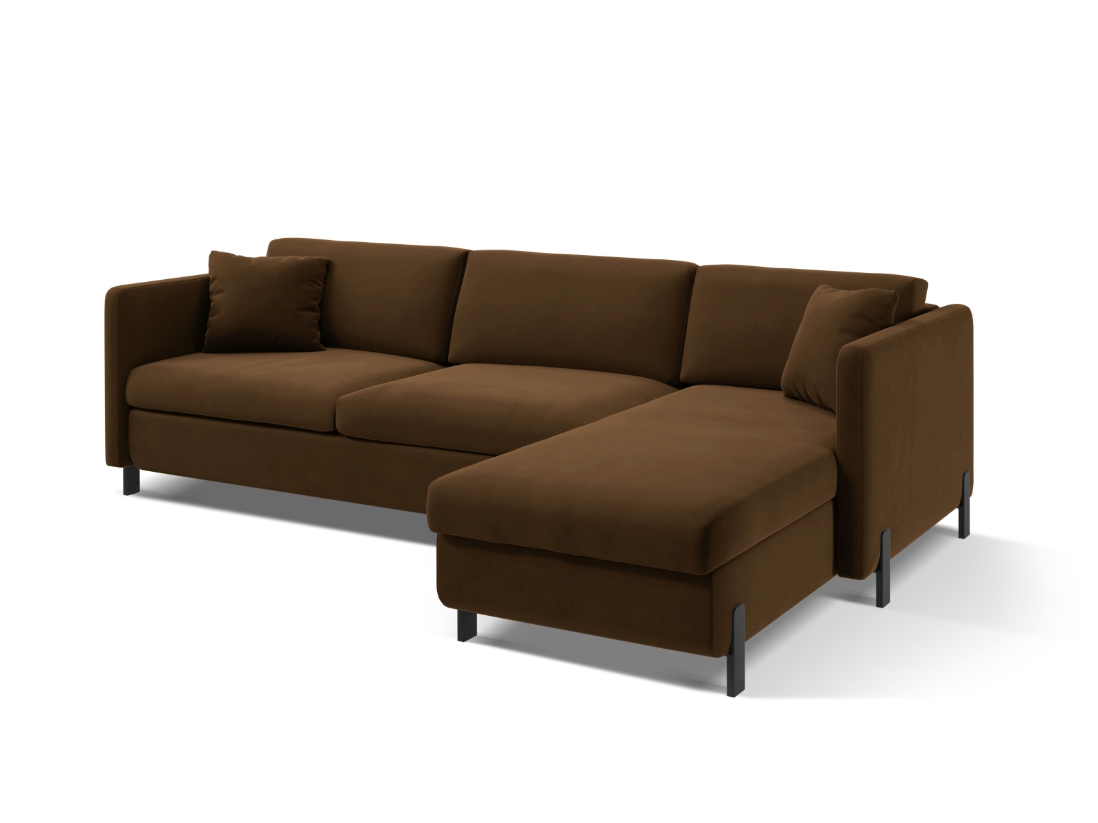 Velvet Right Corner Sofa With Bed Function, "Gloria", 4 Seats, 266x170x88