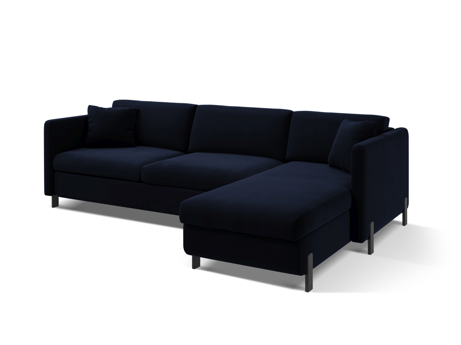 Velvet Right Corner Sofa With Bed Function, "Gloria", 4 Seats, 266x170x88