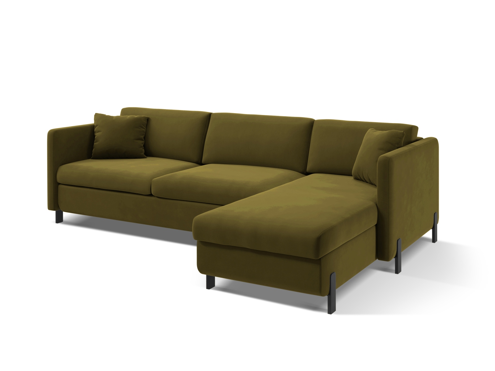Velvet Right Corner Sofa With Bed Function, "Gloria", 4 Seats, 266x170x88