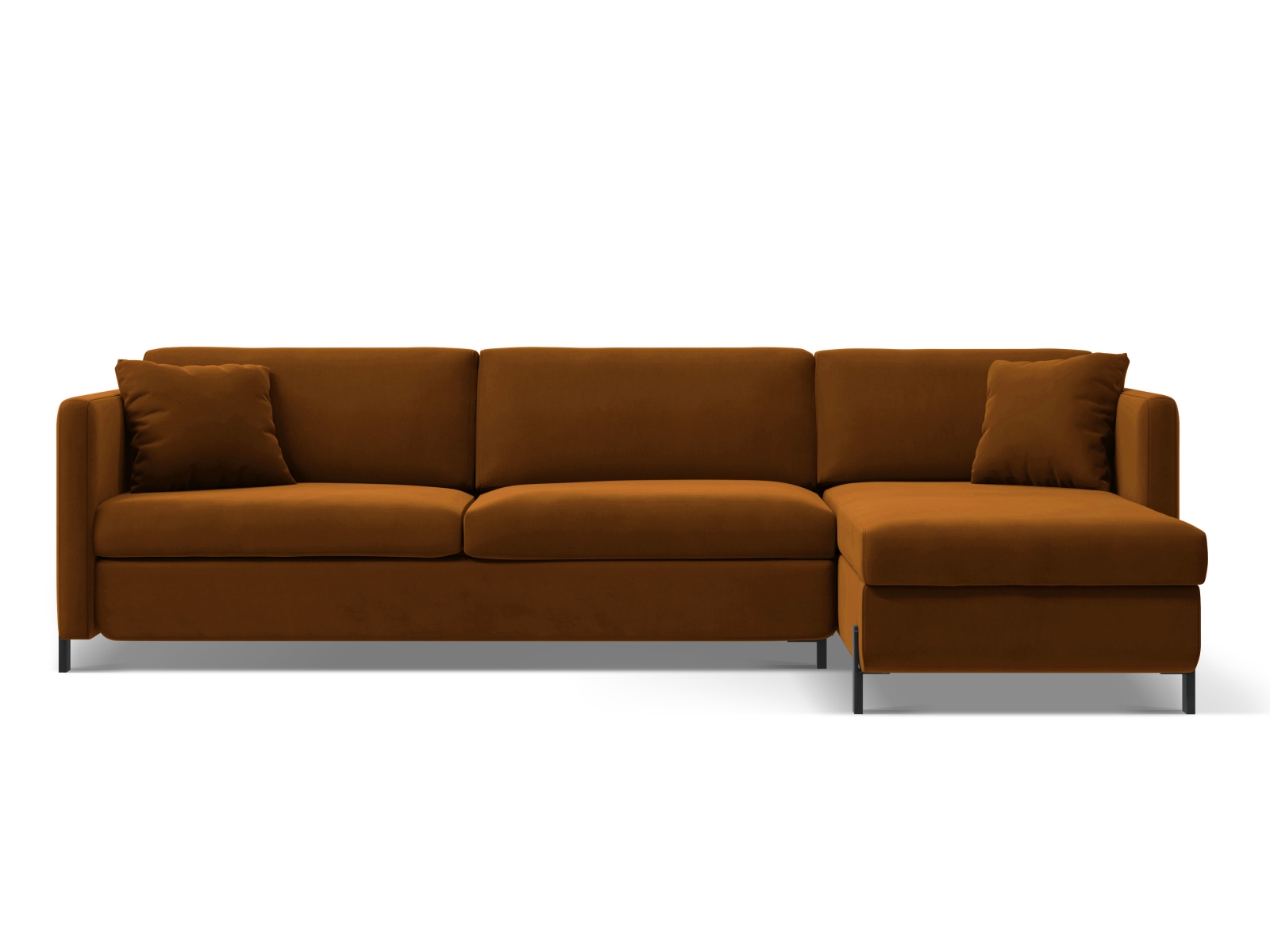 Velvet Right Corner Sofa With Bed Function, "Gloria", 4 Seats, 266x170x88