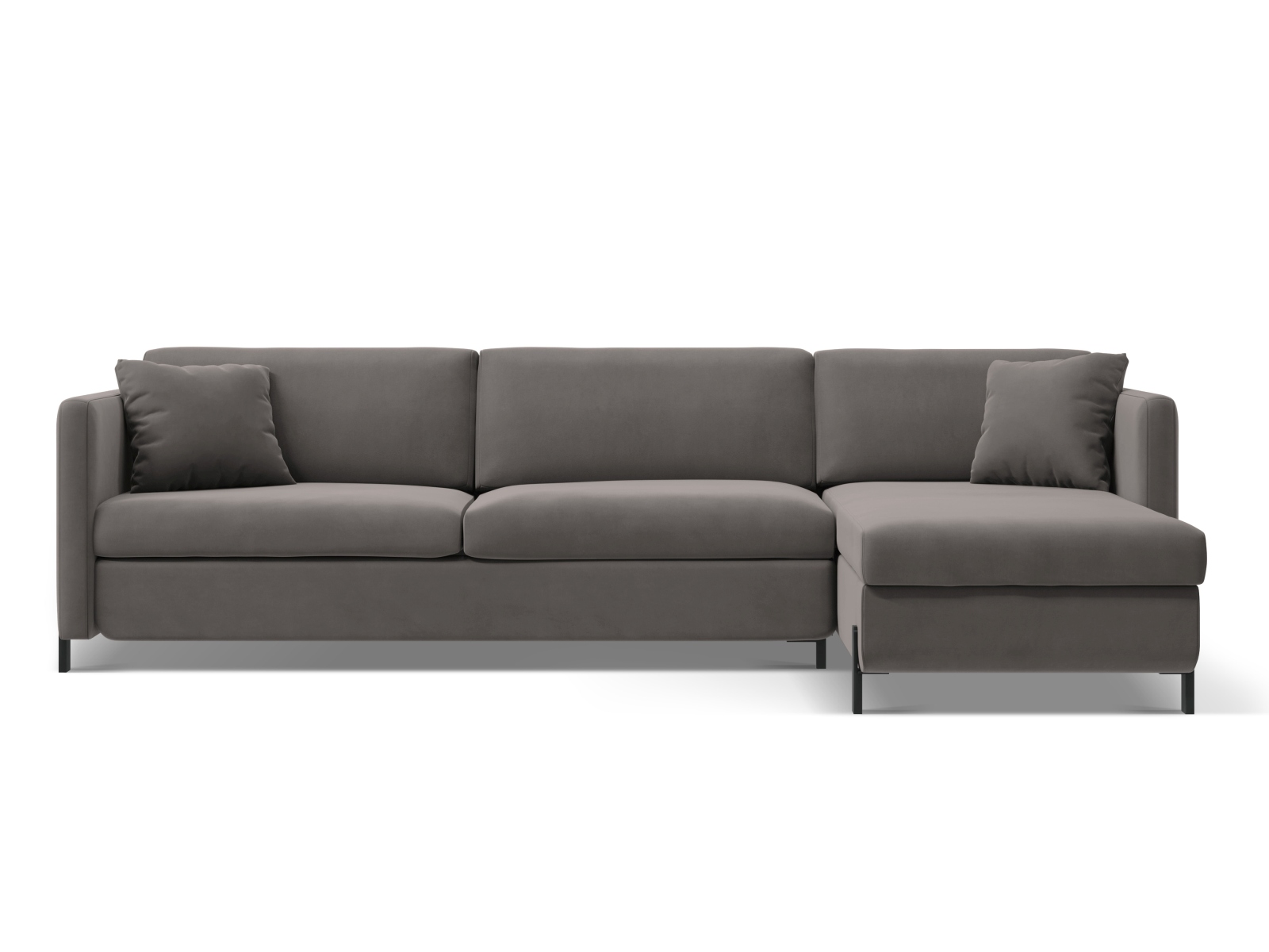 Velvet Right Corner Sofa With Bed Function, "Gloria", 4 Seats, 266x170x88