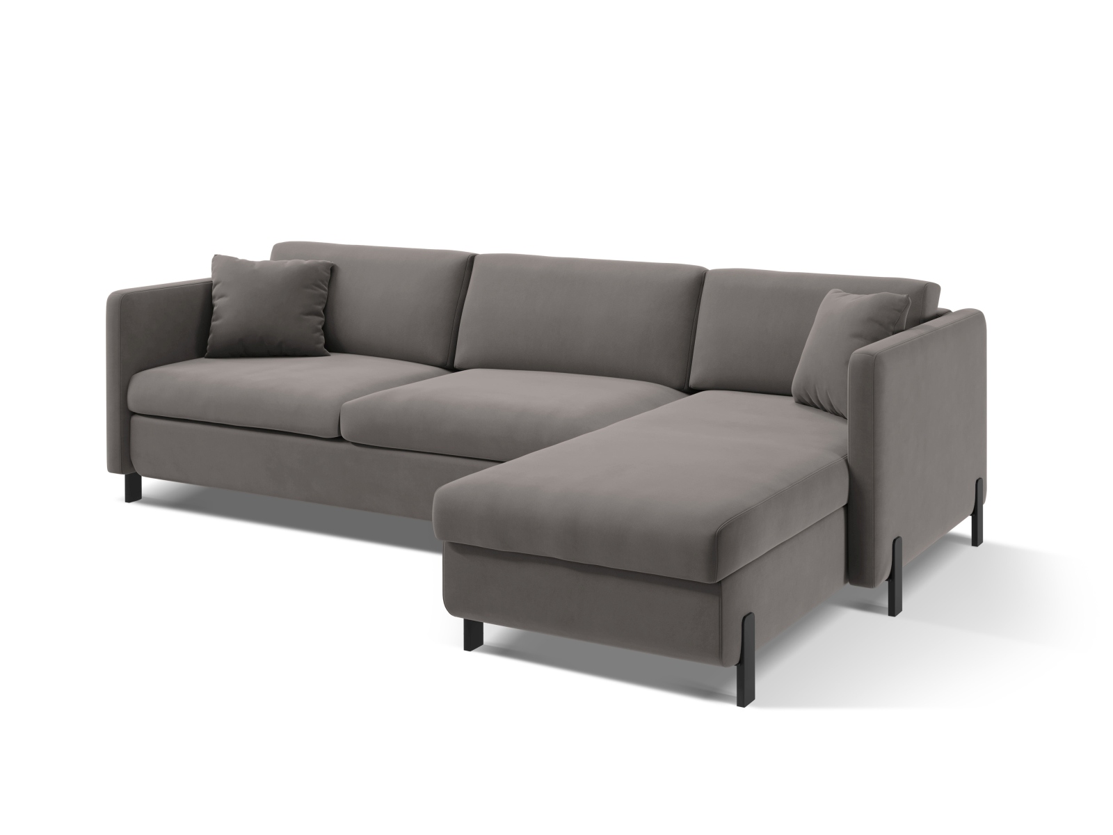 Velvet Right Corner Sofa With Bed Function, "Gloria", 4 Seats, 266x170x88