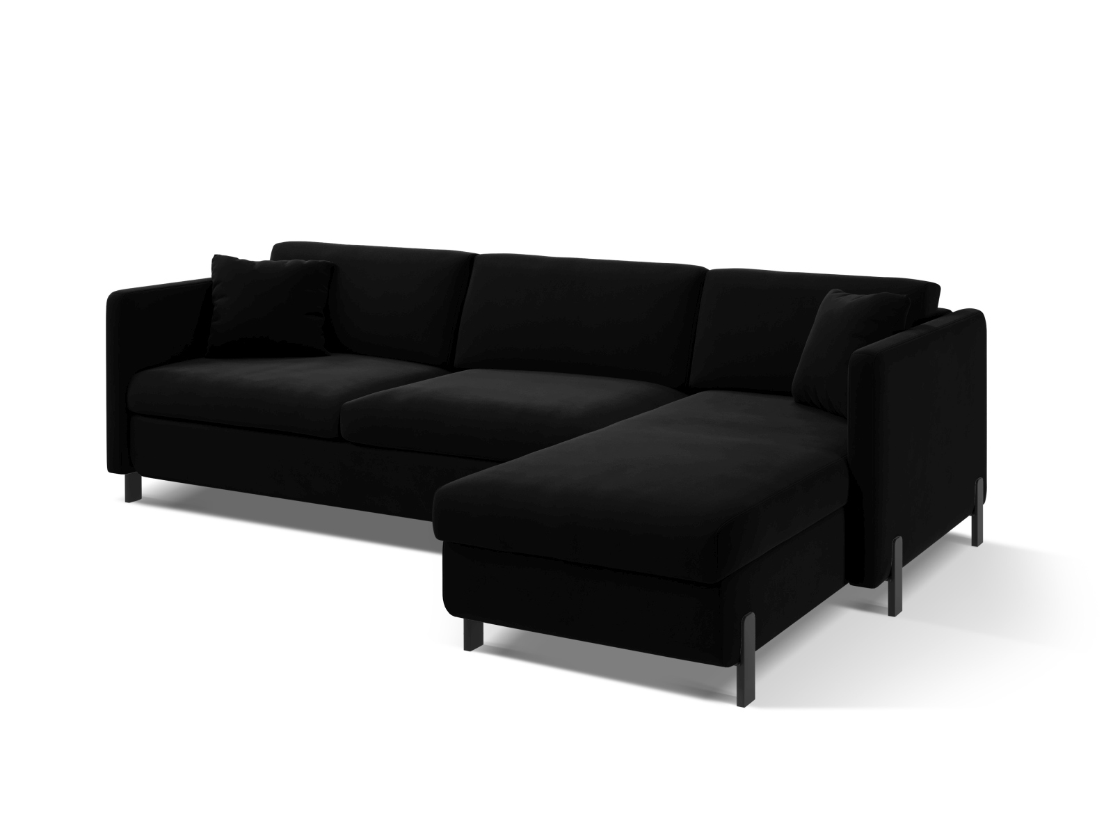 Velvet Right Corner Sofa With Bed Function, "Gloria", 4 Seats, 266x170x88