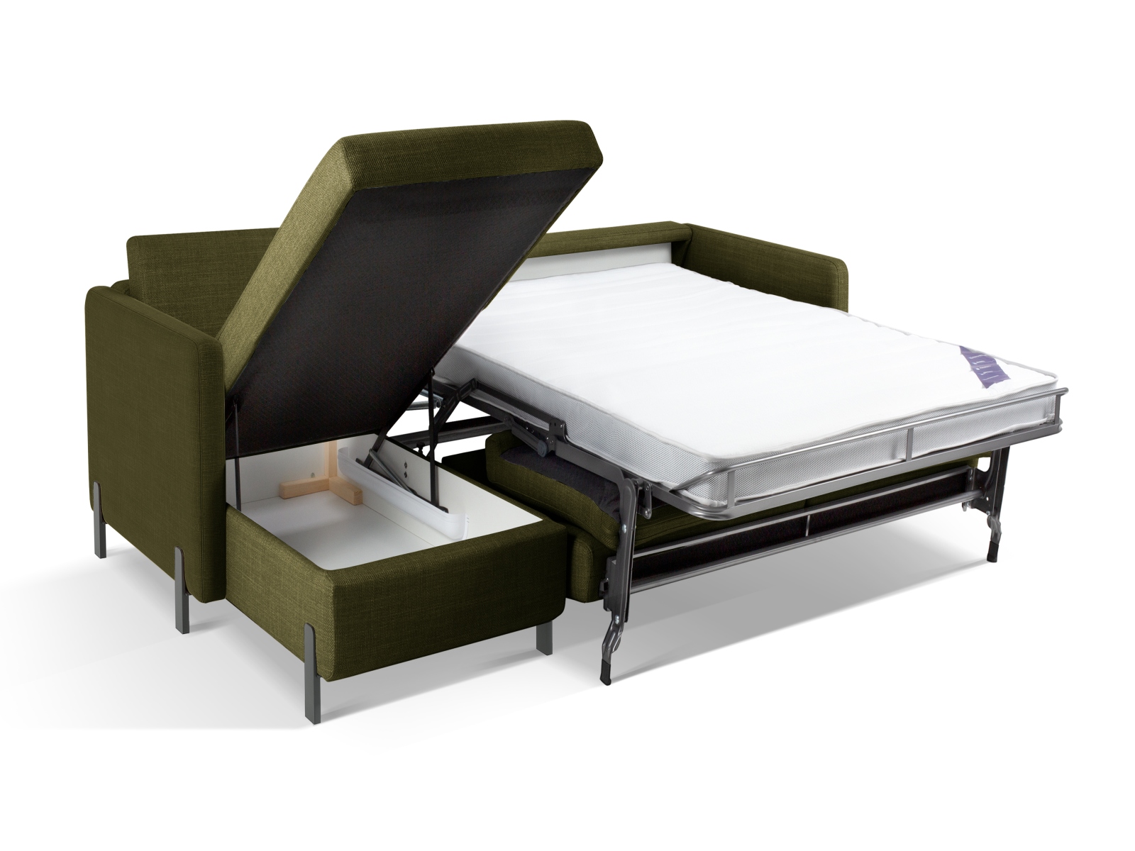 Left Corner Sofa With Bed Function And Box, "Gloria", 4 Seats, 266x170x88
