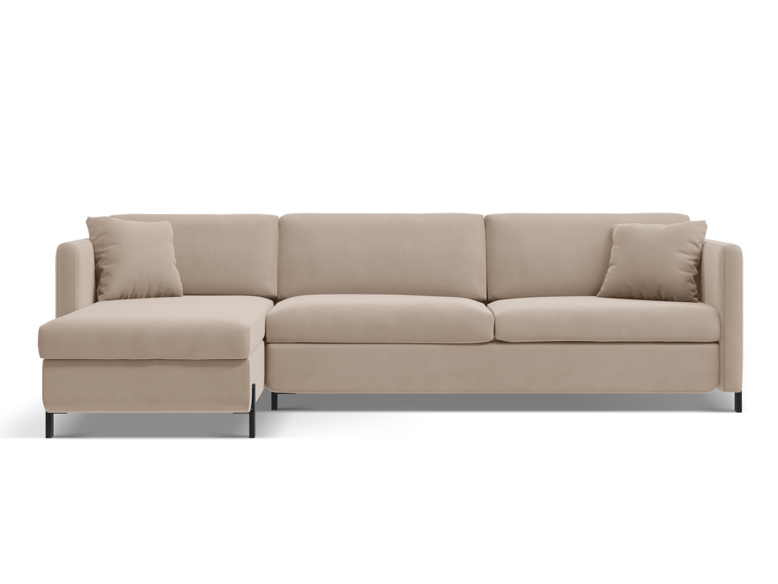 Velvet Left Corner Sofa With Bed Function, "Gloria", 4 Seats, 266x170x88