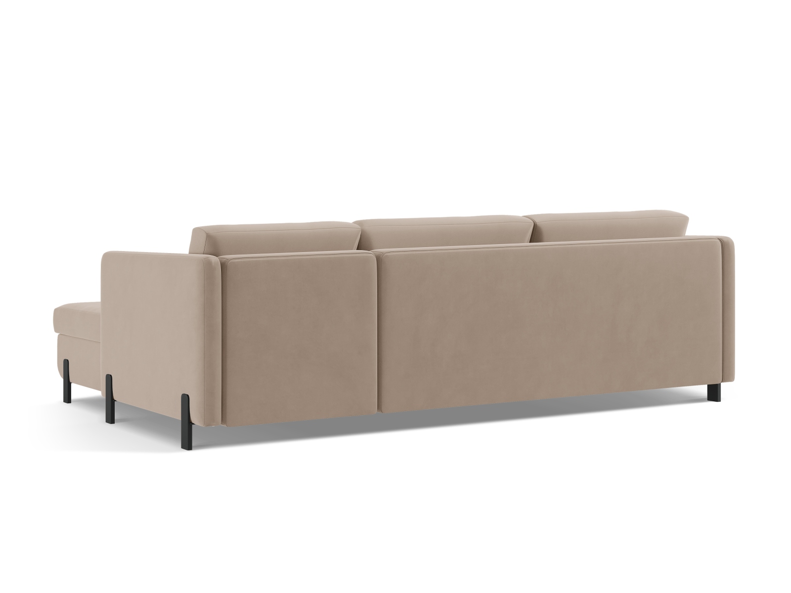 Velvet Left Corner Sofa With Bed Function, "Gloria", 4 Seats, 266x170x88