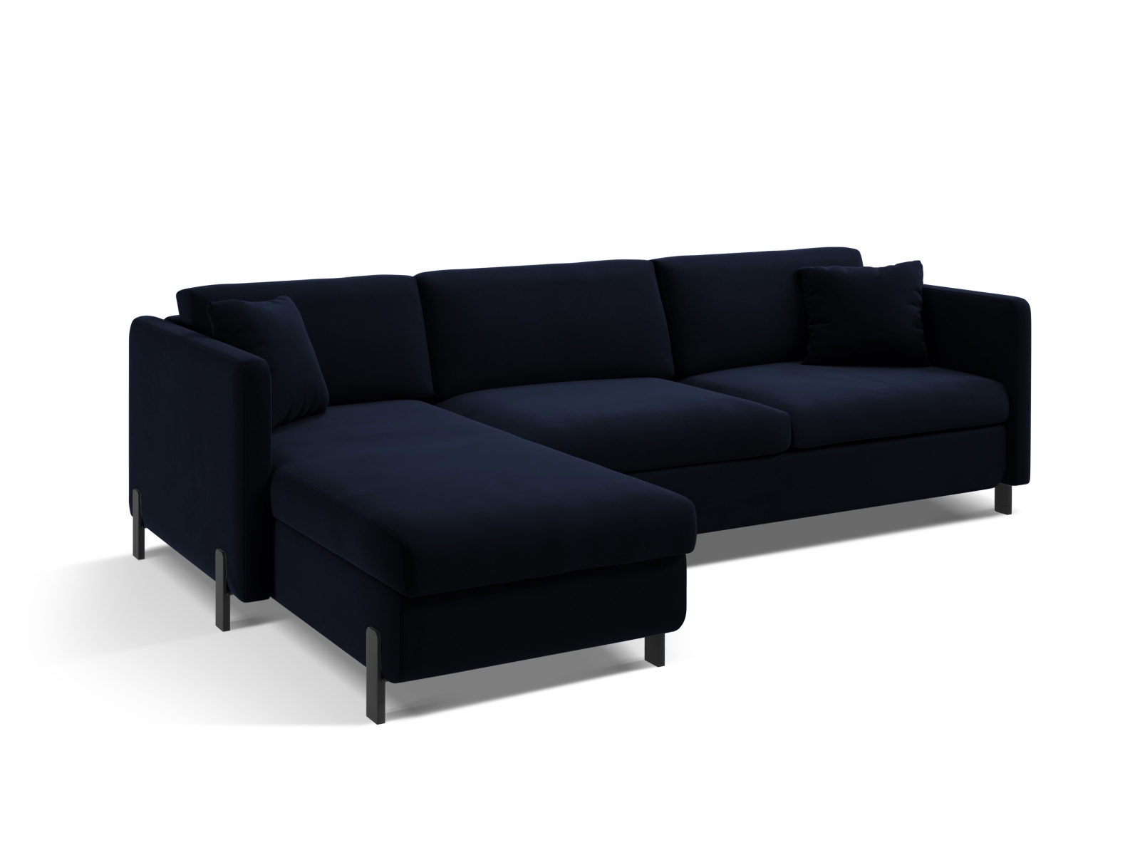 Velvet Left Corner Sofa With Bed Function, "Gloria", 4 Seats, 266x170x88