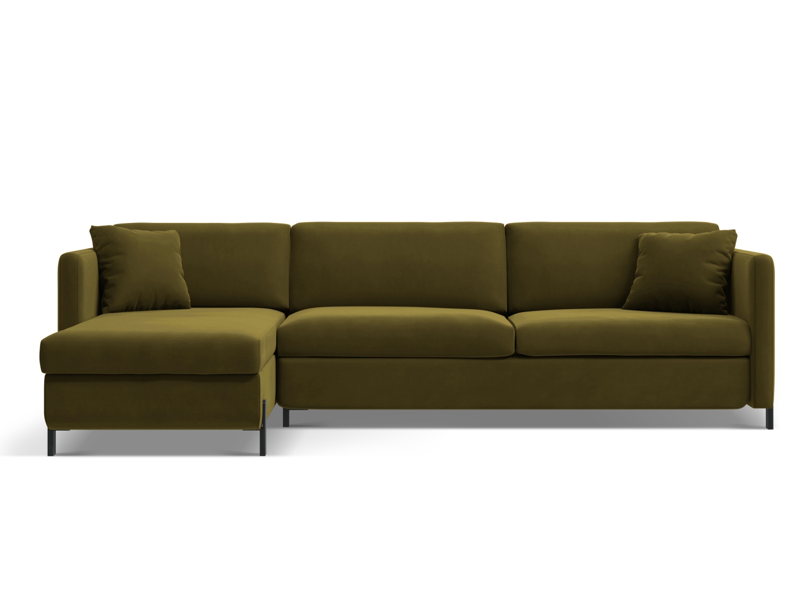 Velvet Left Corner Sofa With Bed Function, "Gloria", 4 Seats, 266x170x88