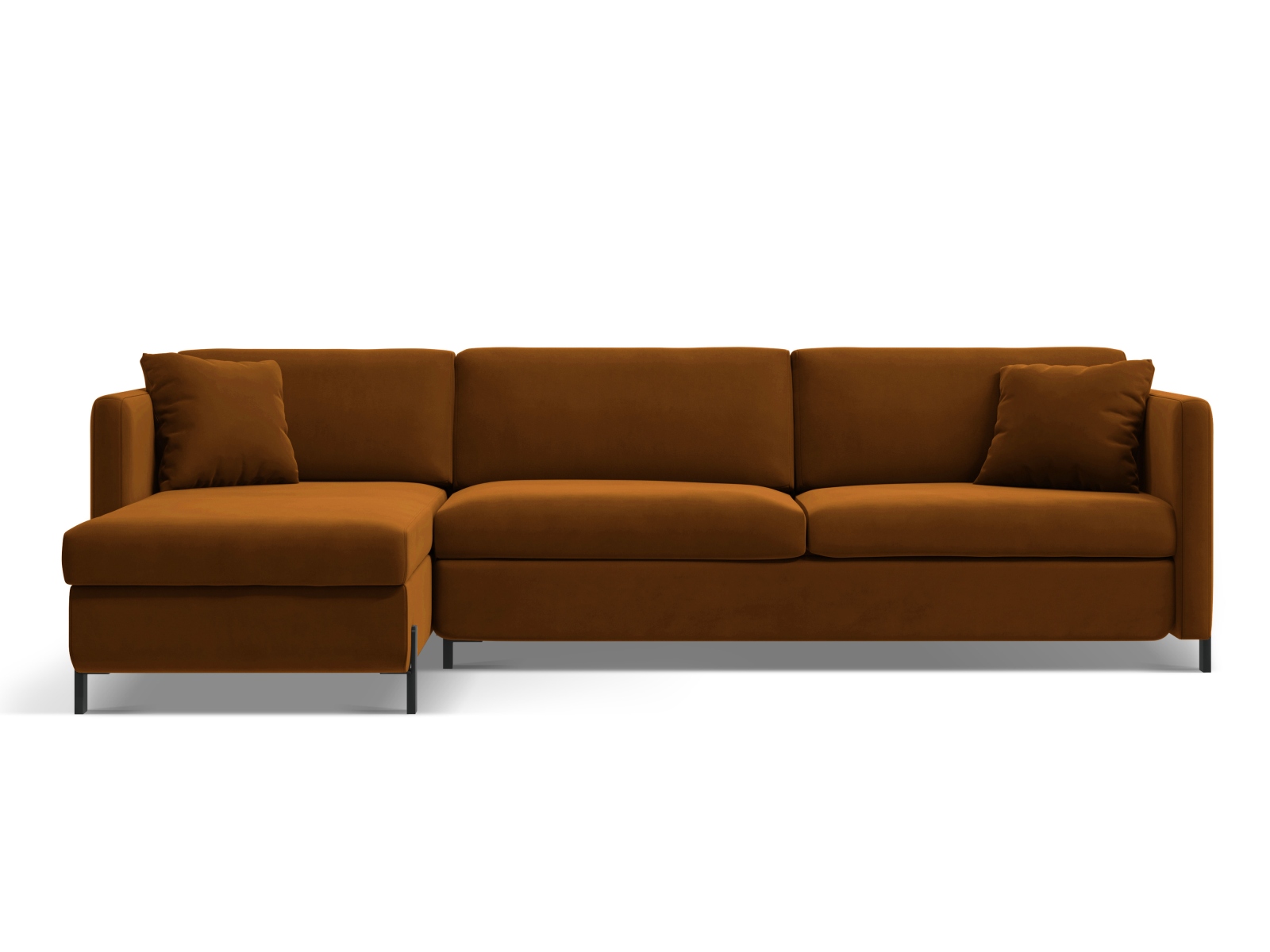 Velvet Left Corner Sofa With Bed Function, "Gloria", 4 Seats, 266x170x88