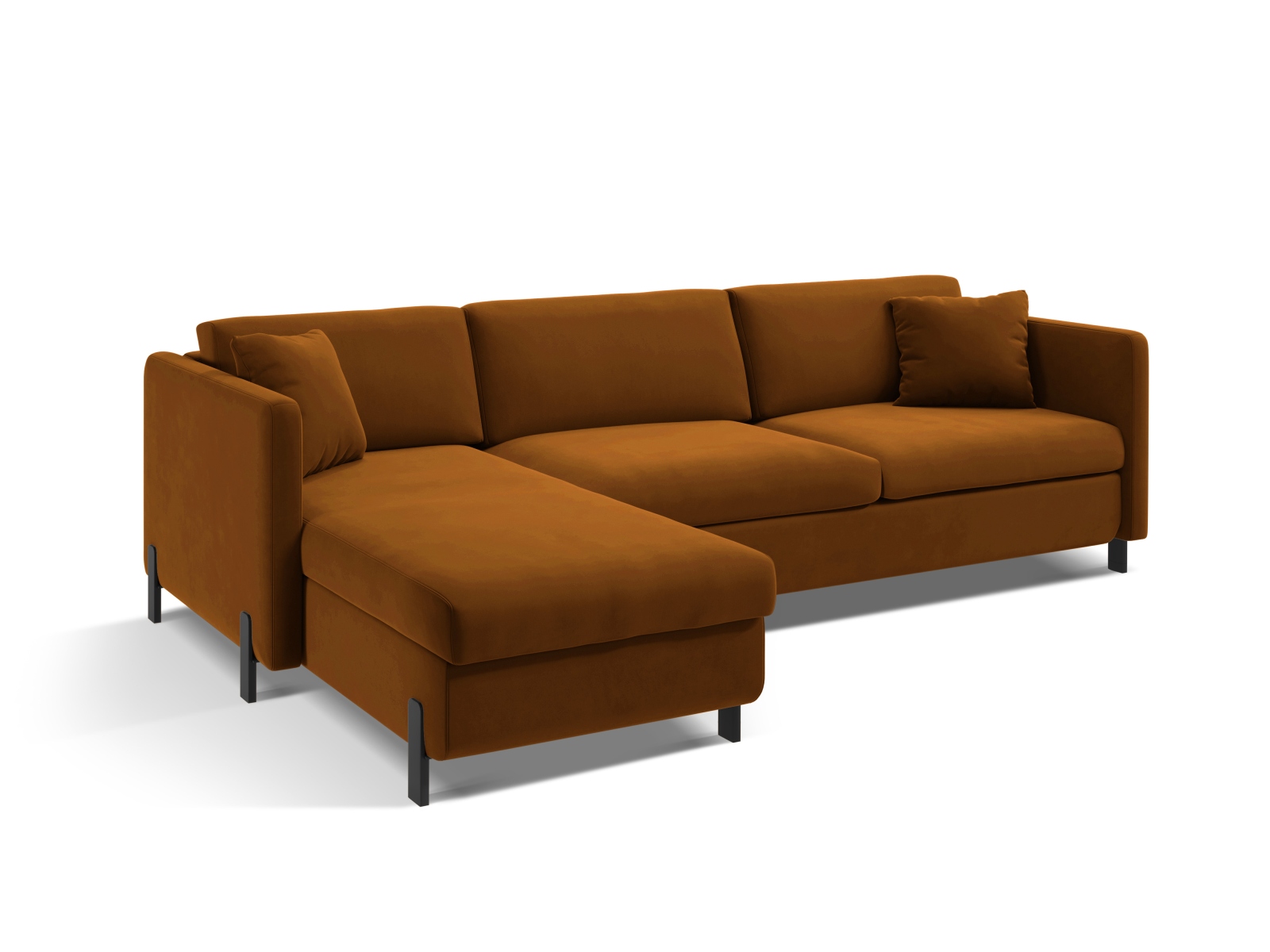 Velvet Left Corner Sofa With Bed Function, "Gloria", 4 Seats, 266x170x88