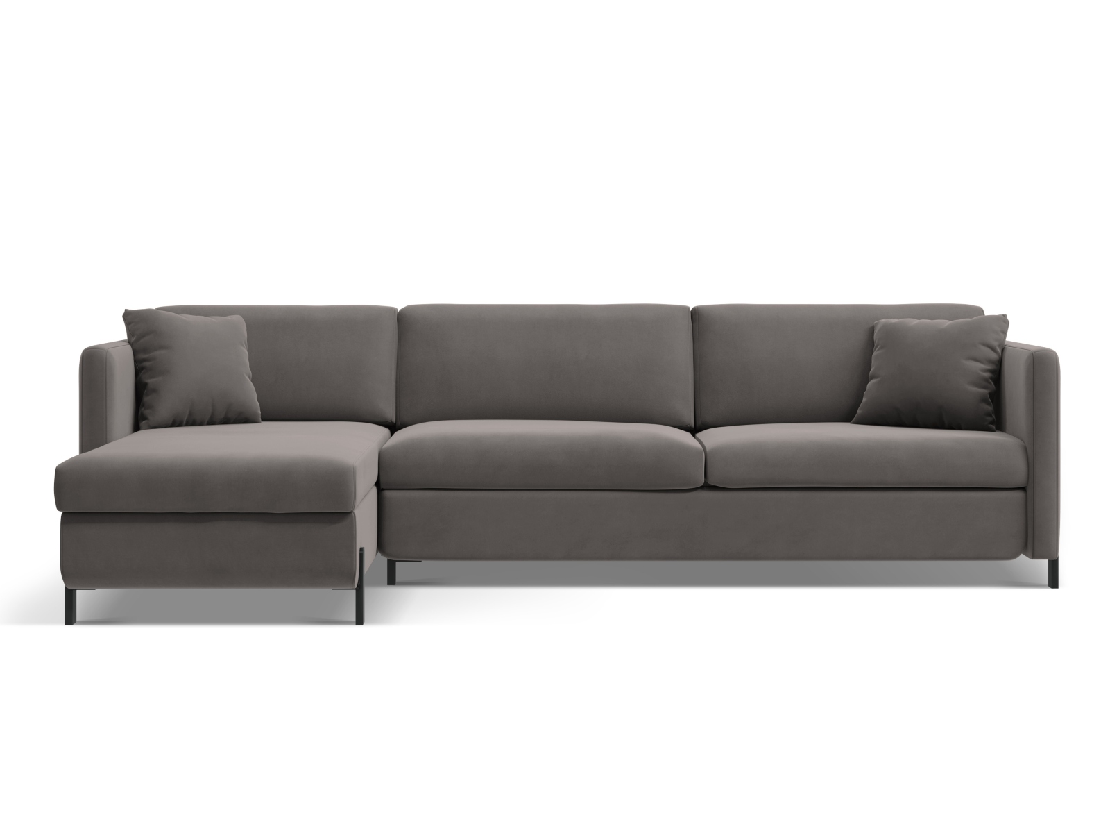 Velvet Left Corner Sofa With Bed Function, "Gloria", 4 Seats, 266x170x88