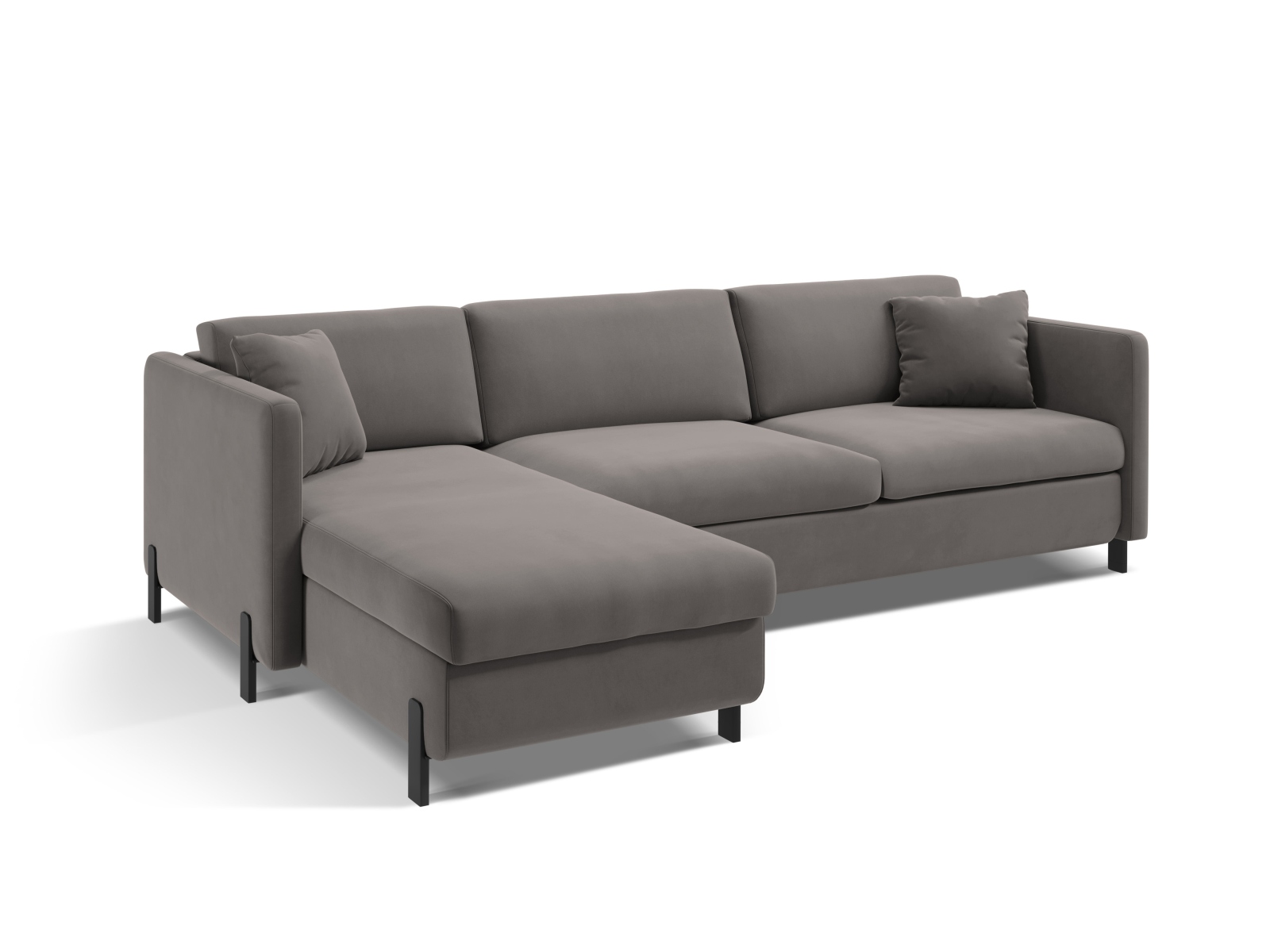 Velvet Left Corner Sofa With Bed Function, "Gloria", 4 Seats, 266x170x88