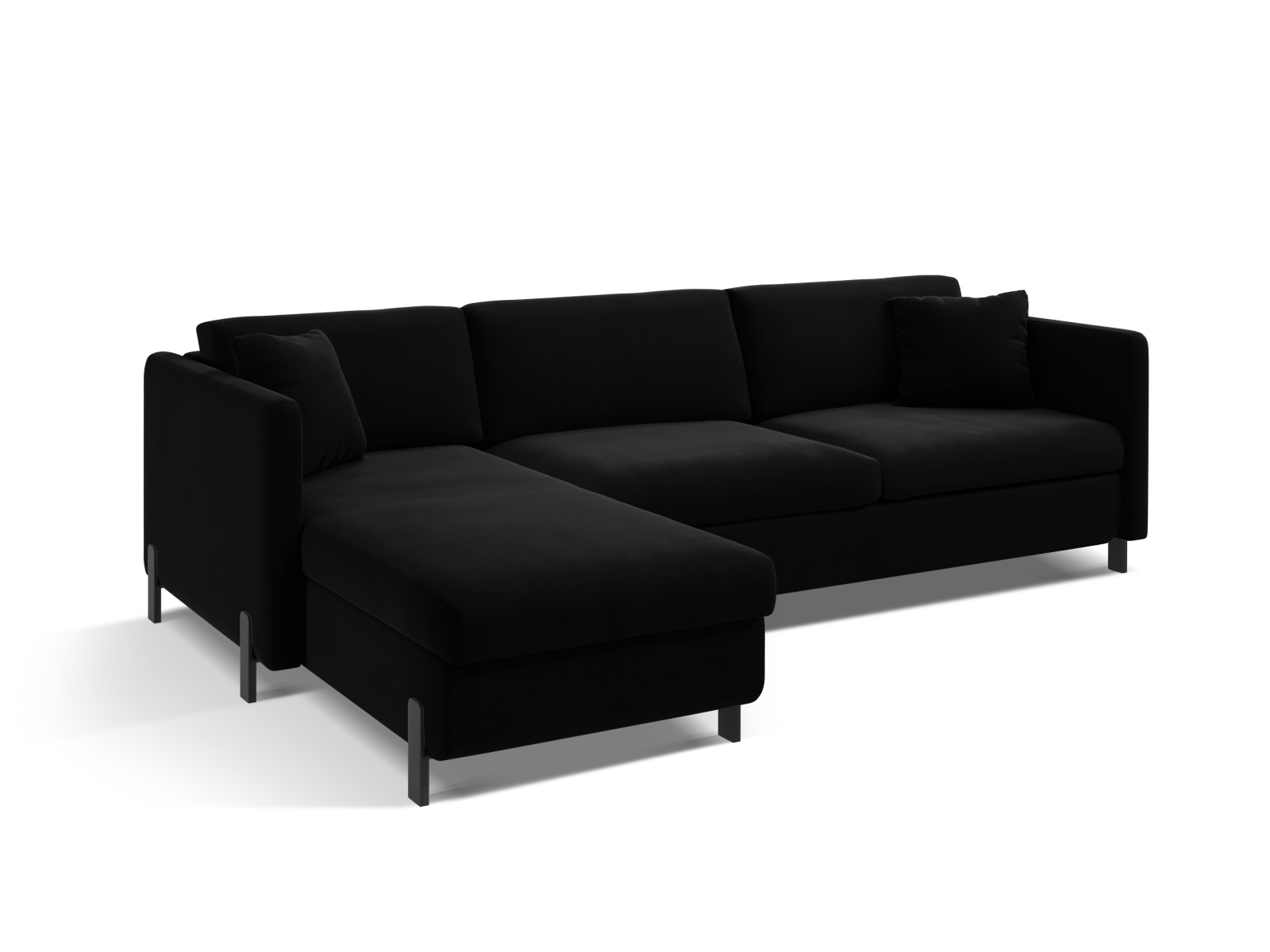 Velvet Left Corner Sofa With Bed Function, "Gloria", 4 Seats, 266x170x88