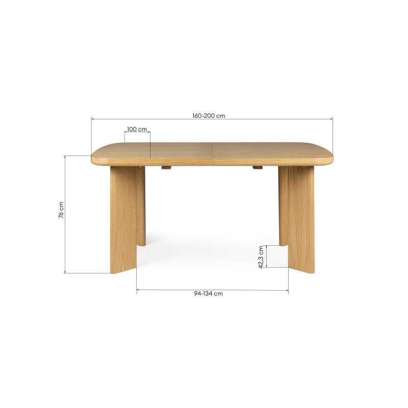 Stół rozkładany Marbella 160-200 cm, prostokątny, naturalny