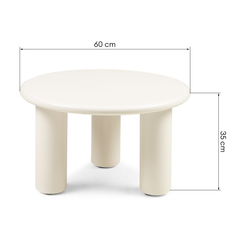 Stolik kawowy Blair 60cm, kremowy, matowy
