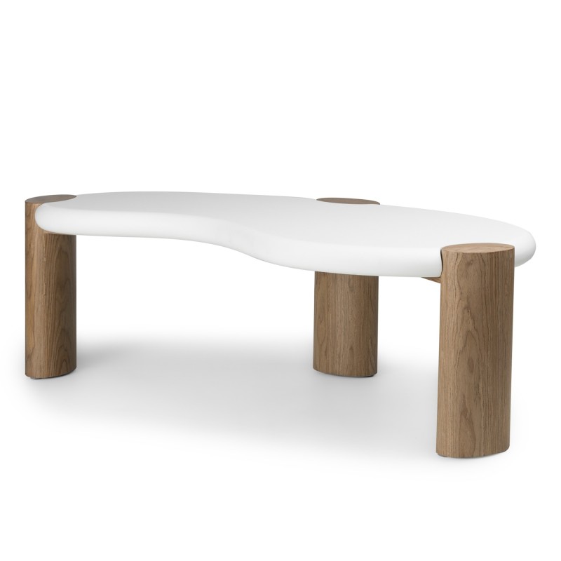 Stolik kawowy Floe 125 cm, biały/orzech
