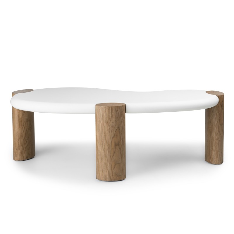 Stolik kawowy Floe 125 cm, biały/orzech